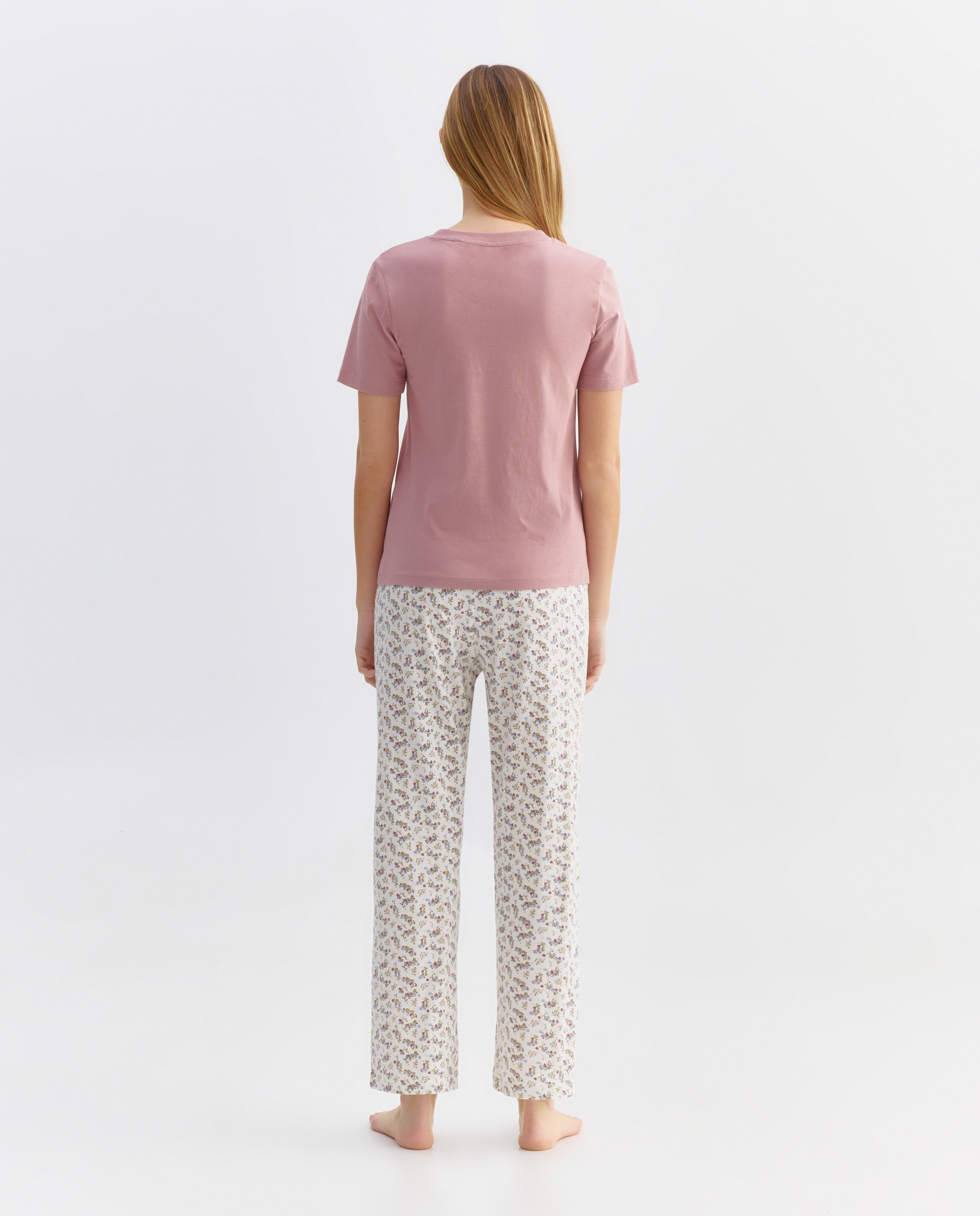 Pijama mujer algodón estampado 220 Rosa palo-2