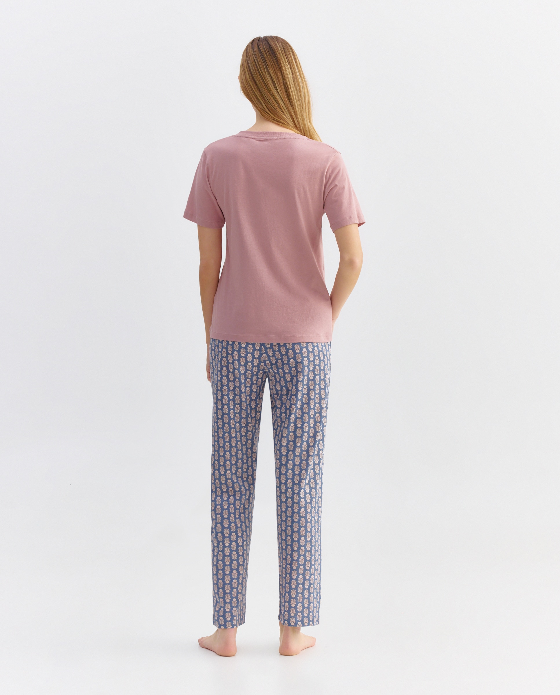 Pijama mujer algodón estampado 220 Rosa palo-2