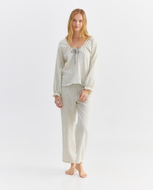Imagen 0 de Pijama mujer algodón estampado lazo