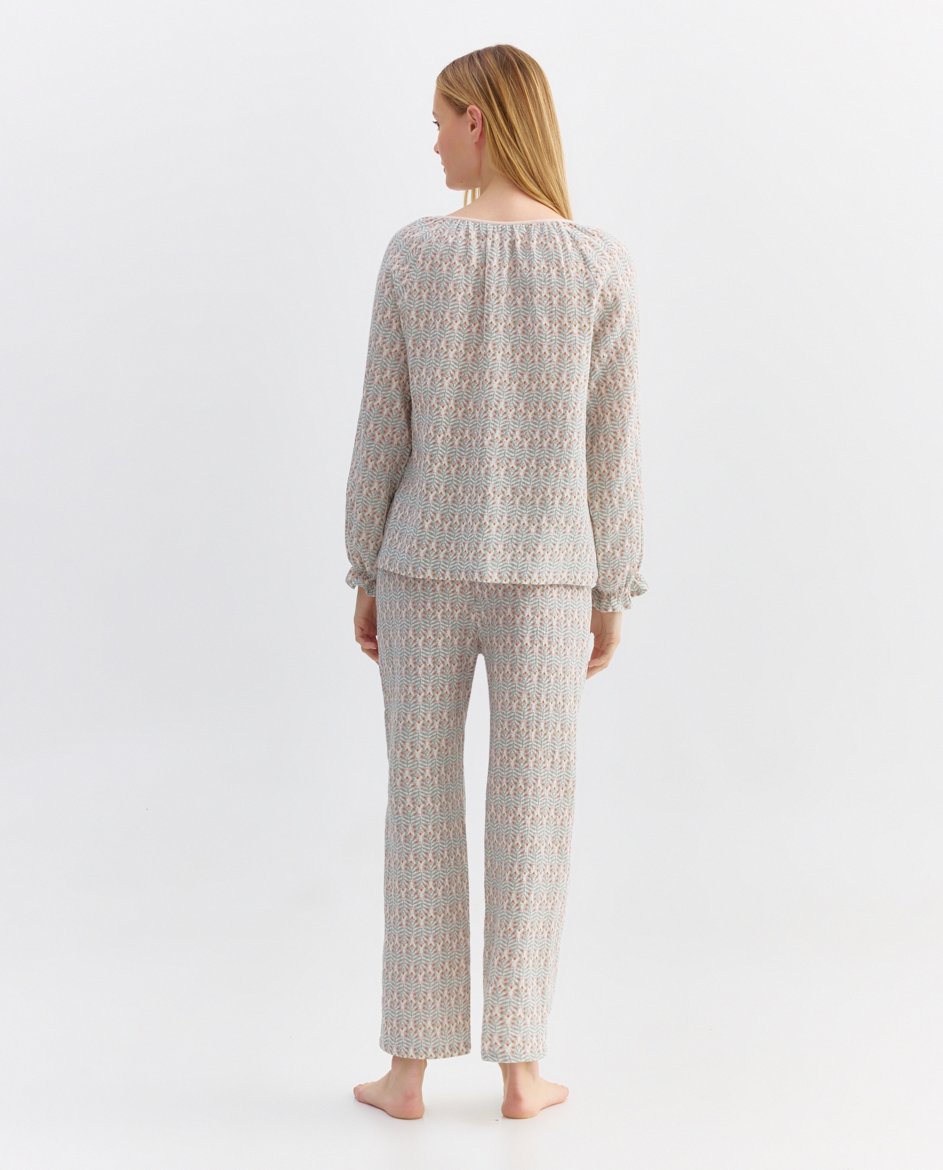 Pijama mujer algodón estampado lazo Rosa claro-2