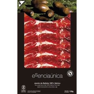 jamón de bellota 100% ibérico en lonchas sin gluten envase 120 g - Esenciaunica