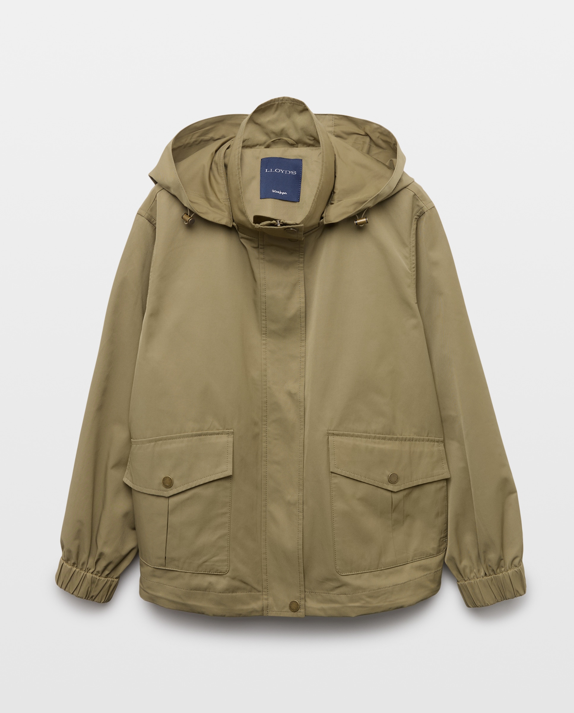 Parka Lisa Ligeira Curta com Capuz 520 Caqui-5