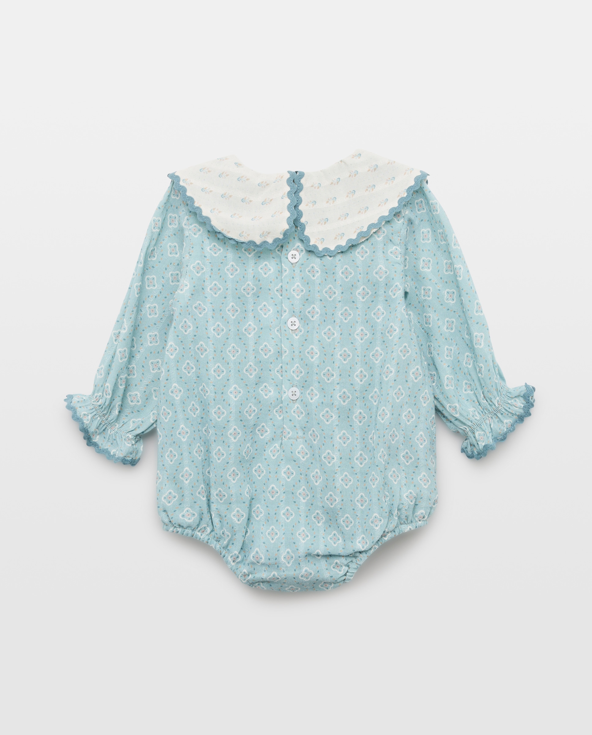 Babygrow Estampado de Bebé com Manga Comprida e Gola Verde-2