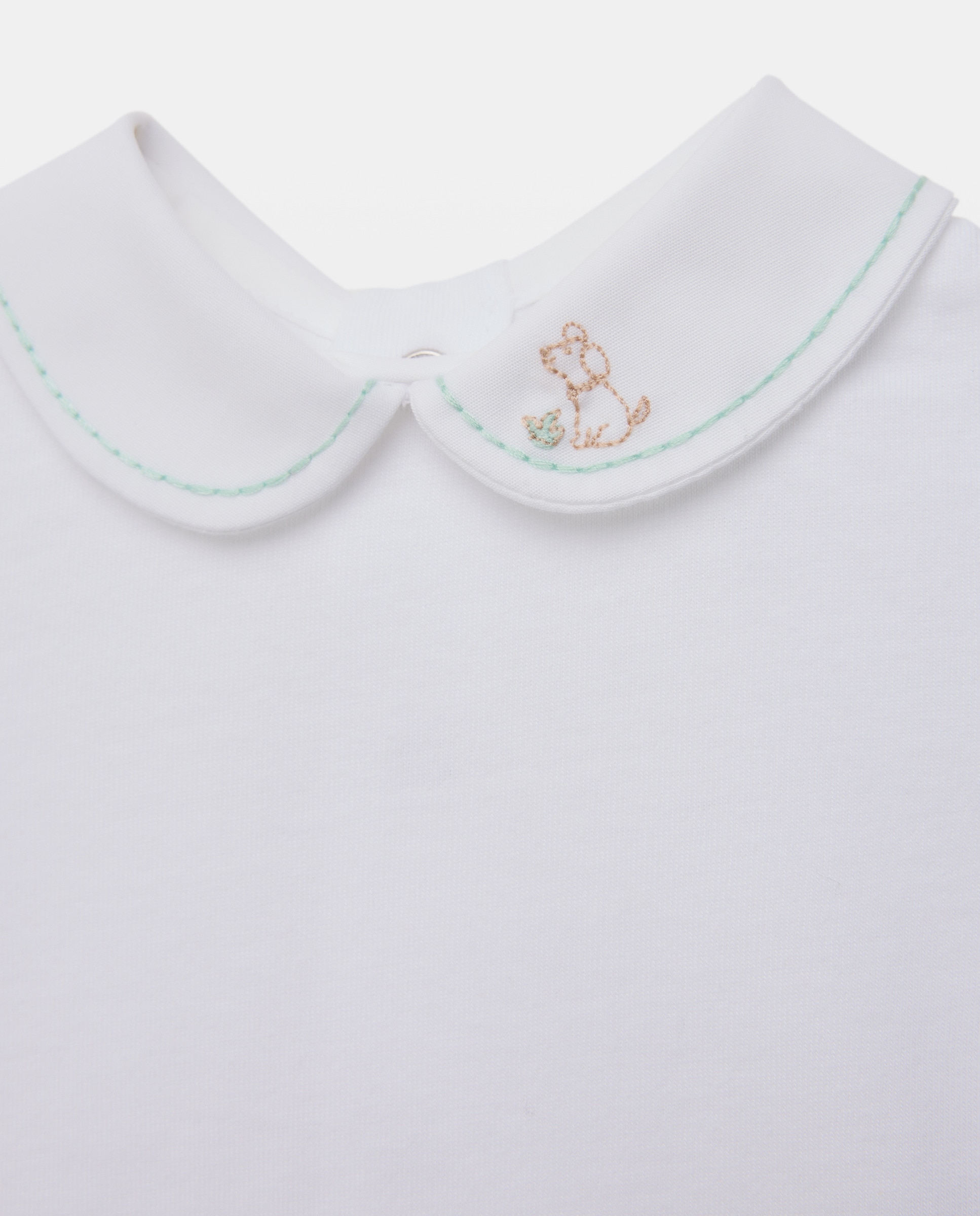 Body de Bebé com Manga Curta, Gola Bebé e Bordado de Fantasia Branco-3