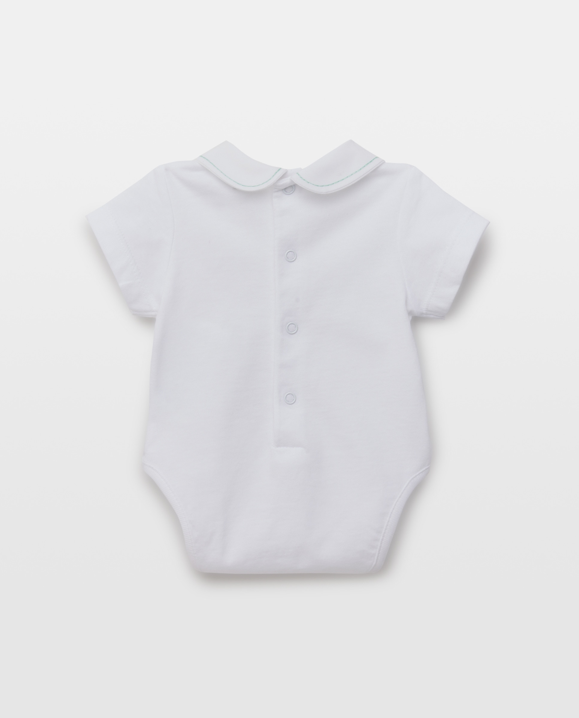 Body de Bebé com Manga Curta, Gola Bebé e Bordado de Fantasia Branco-2