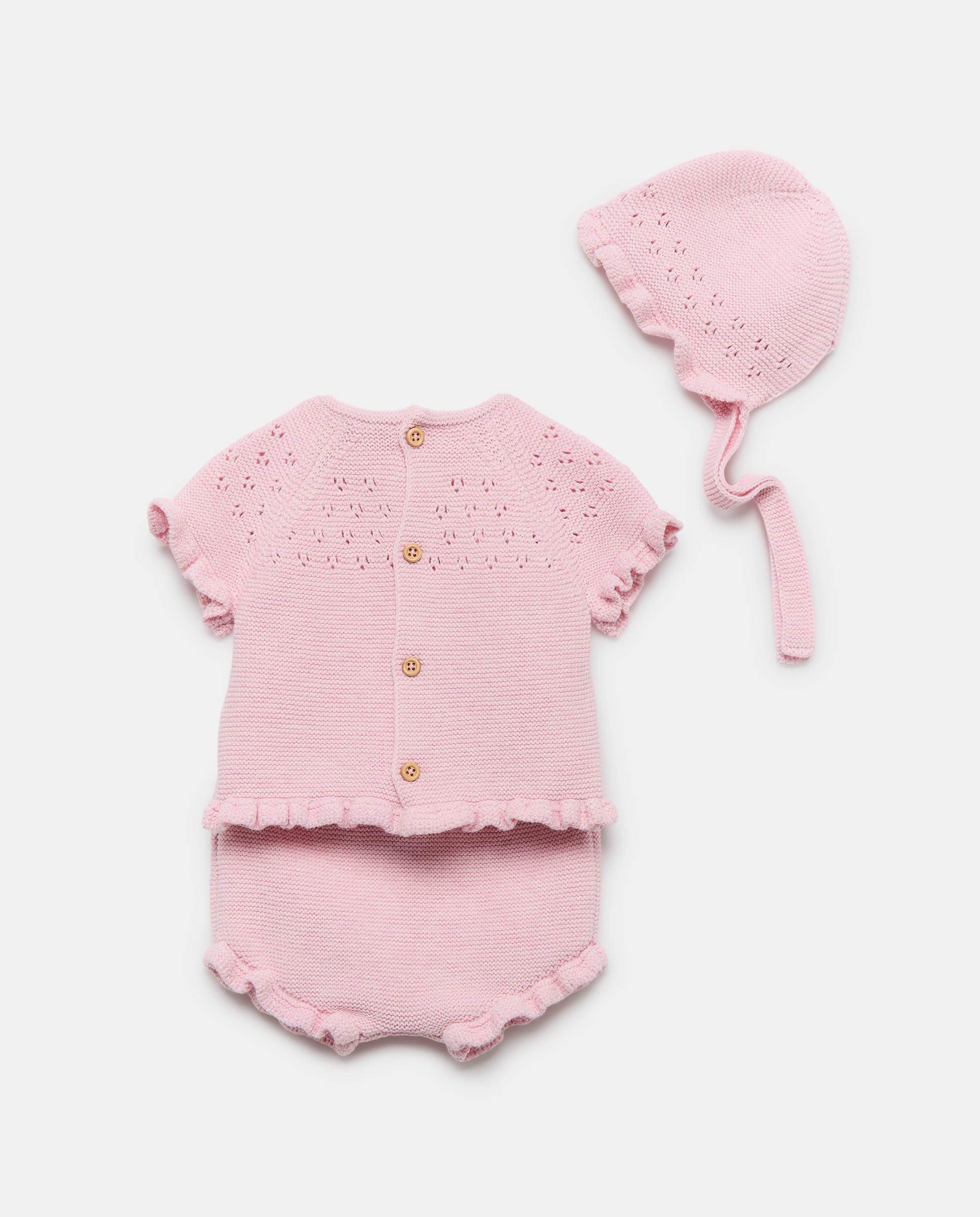 Conjunto de 3 Peças de Tricot de Bebé Coconut El Corte Inglés 230 Rosa Escuro-2