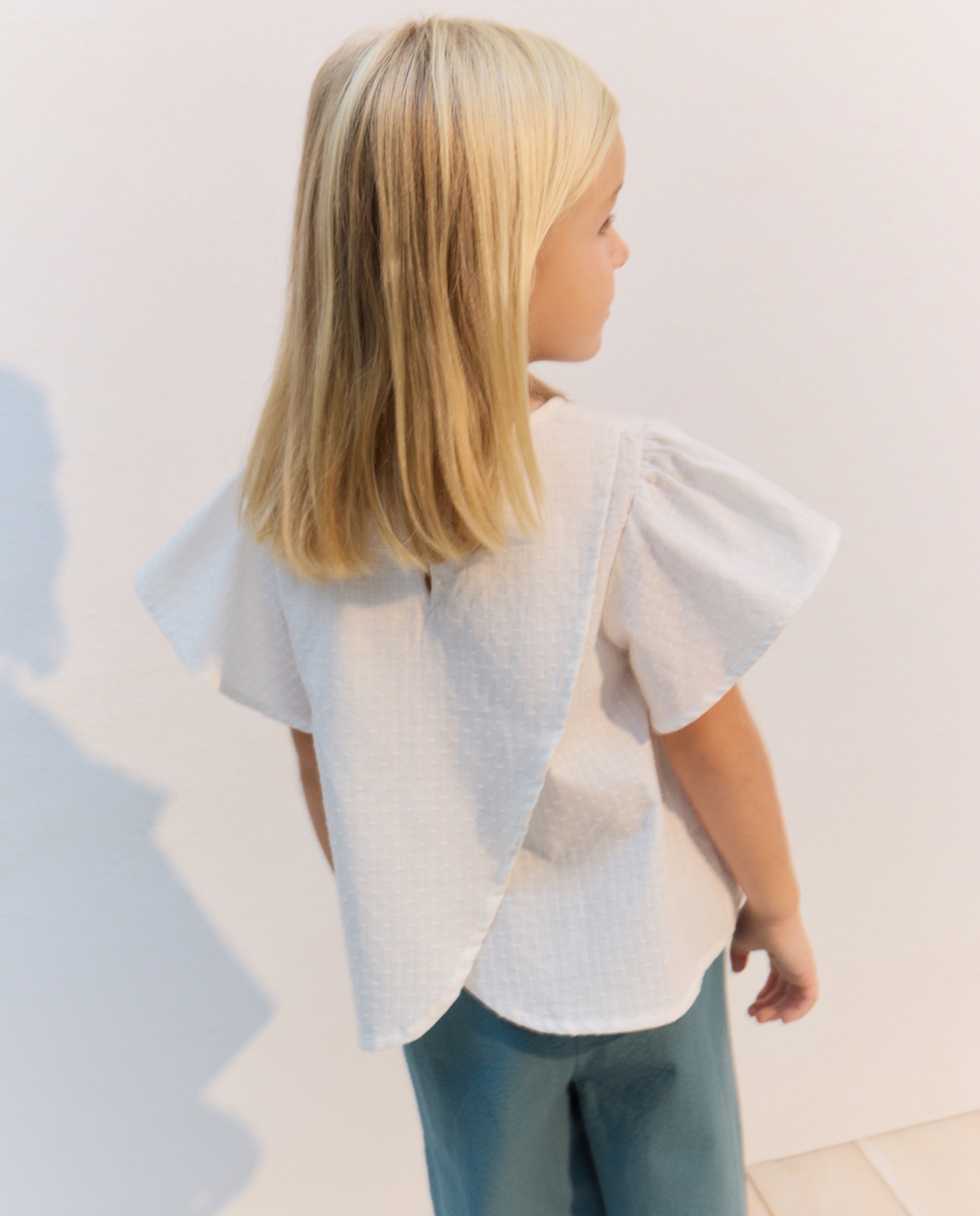 Blusa de Manga Curta com Bordado e Costas Cruzadas Coconut El Corte Inglés 120 Cru-3