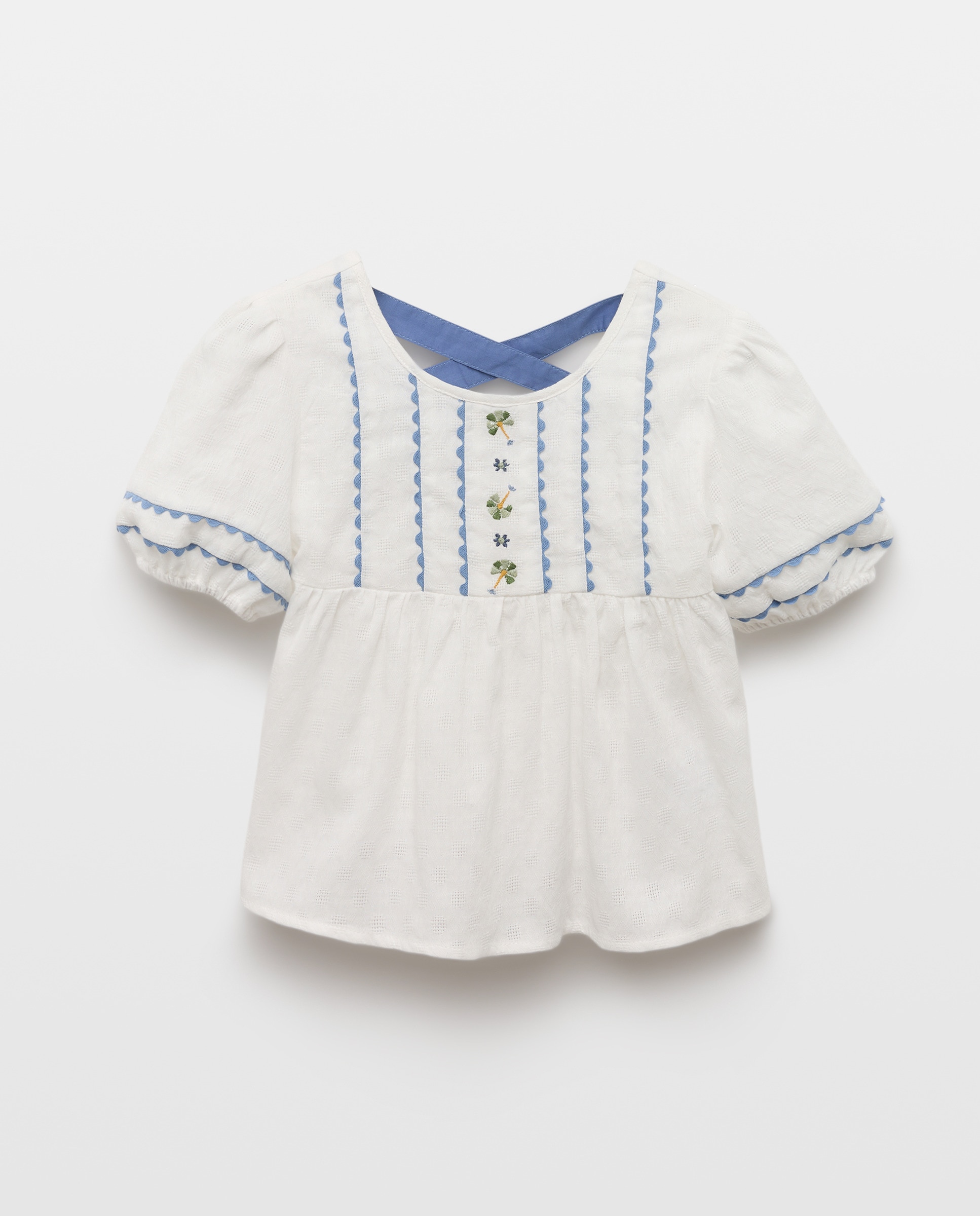 Blusa de Manga Curta com Bordados Coconut El Corte Inglés Branco-marfim-4