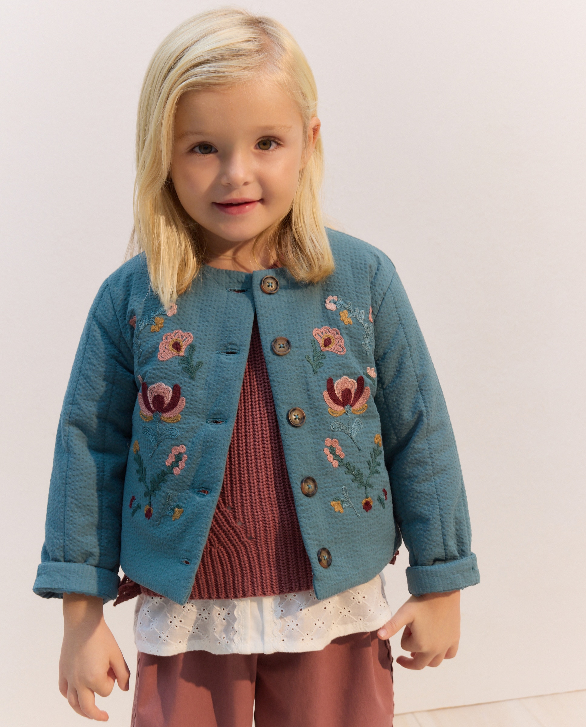 Casaco Acolchoado Ligeiro com Bordado Verde Pato-2