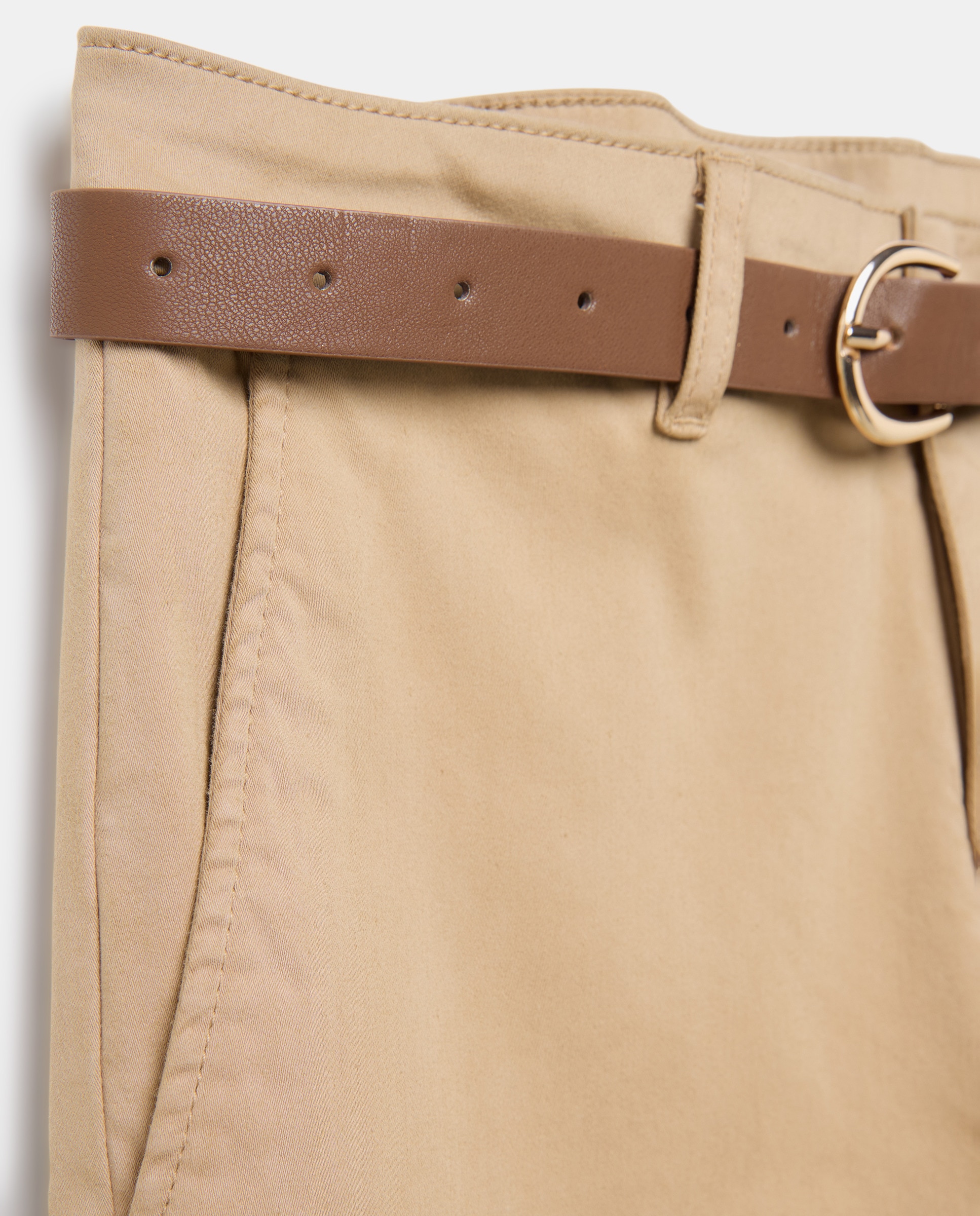 Calças chino de mulher com cinto 730 Camel-2