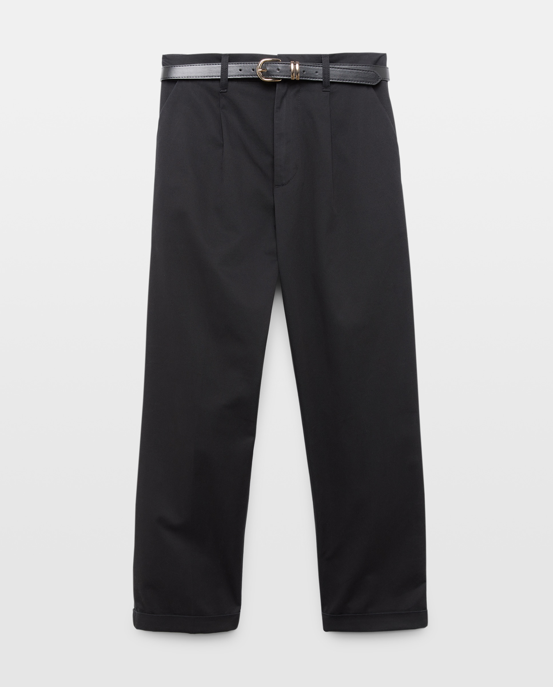 Calças de Bolso Chino com Cinto Preto-5