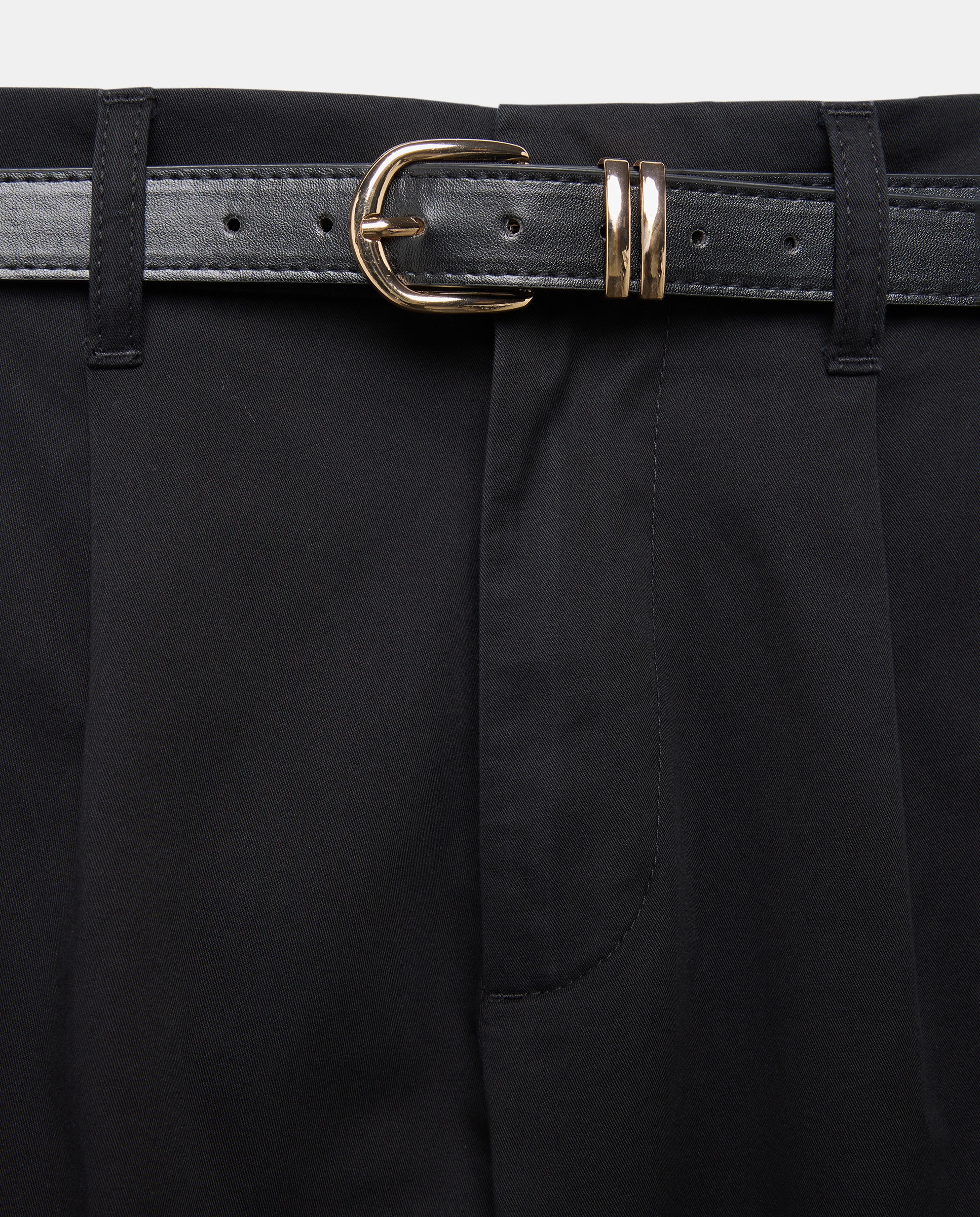 Calças de Bolso Chino com Cinto Preto-6