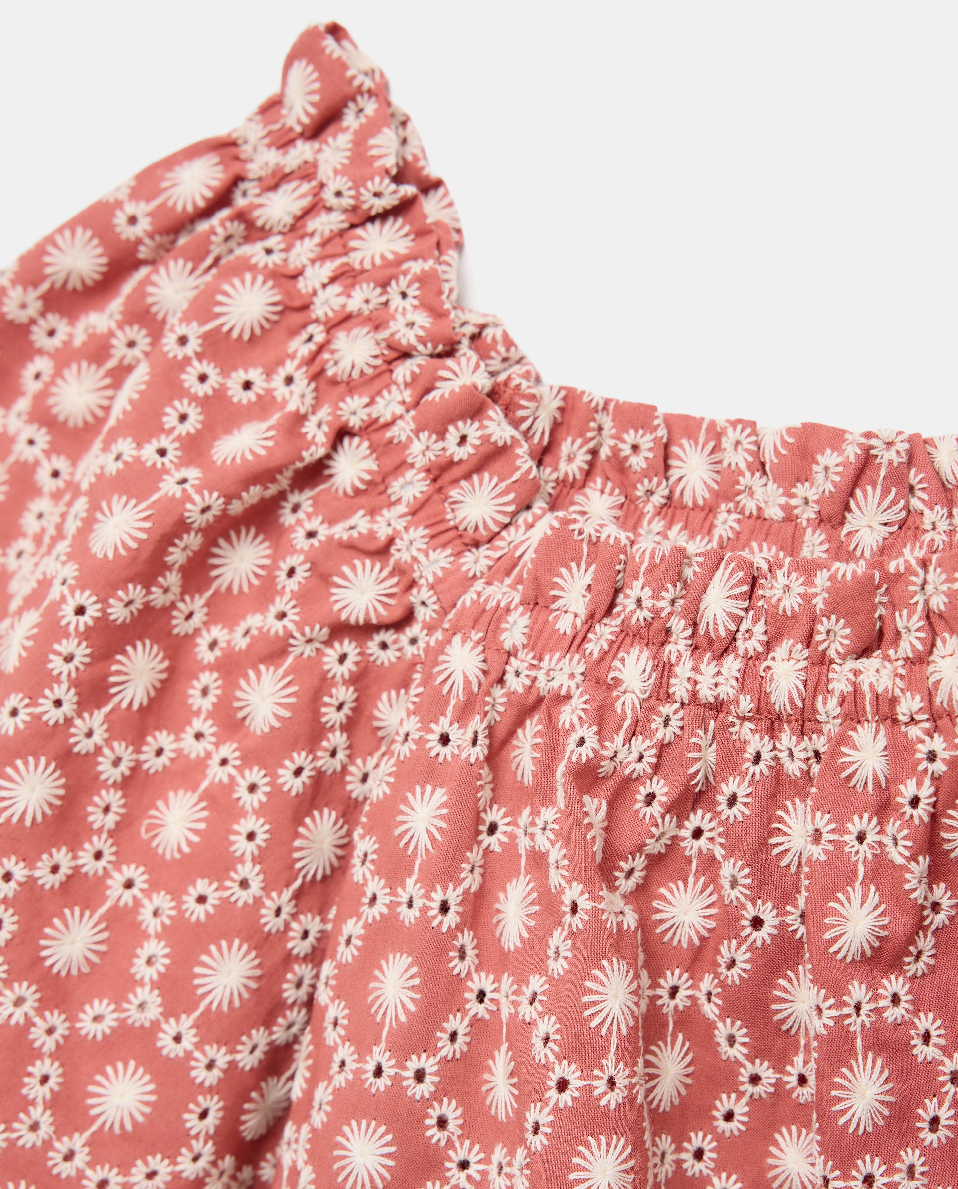 Blusa de Manga Curta com Ombro Bordado Coconut El Corte Inglés Vermelho-6