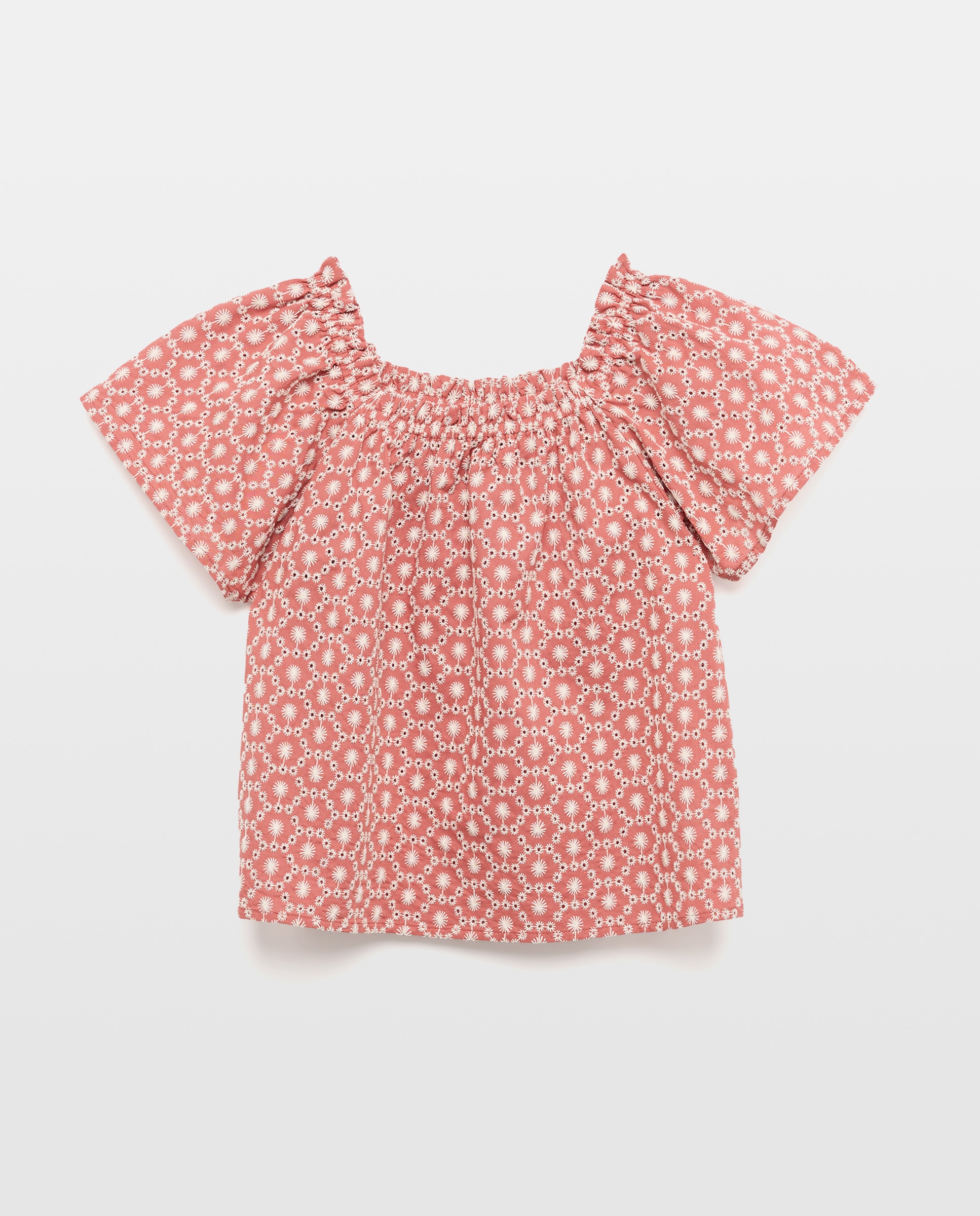 Blusa de Manga Curta com Ombro Bordado Coconut El Corte Inglés Vermelho-5