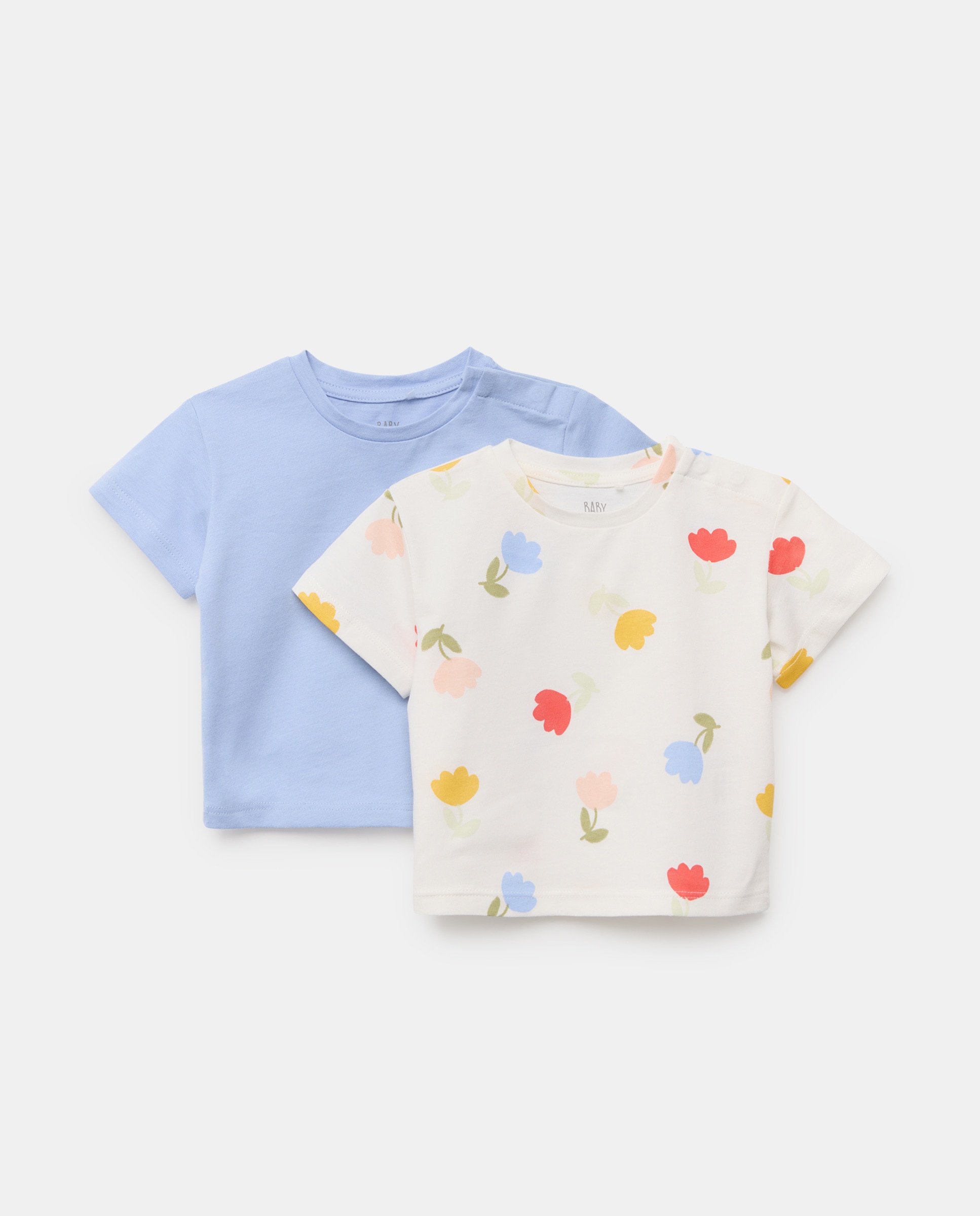 Pack de T-shirts Estampadas de Bebé com Manga Curta Branco-1