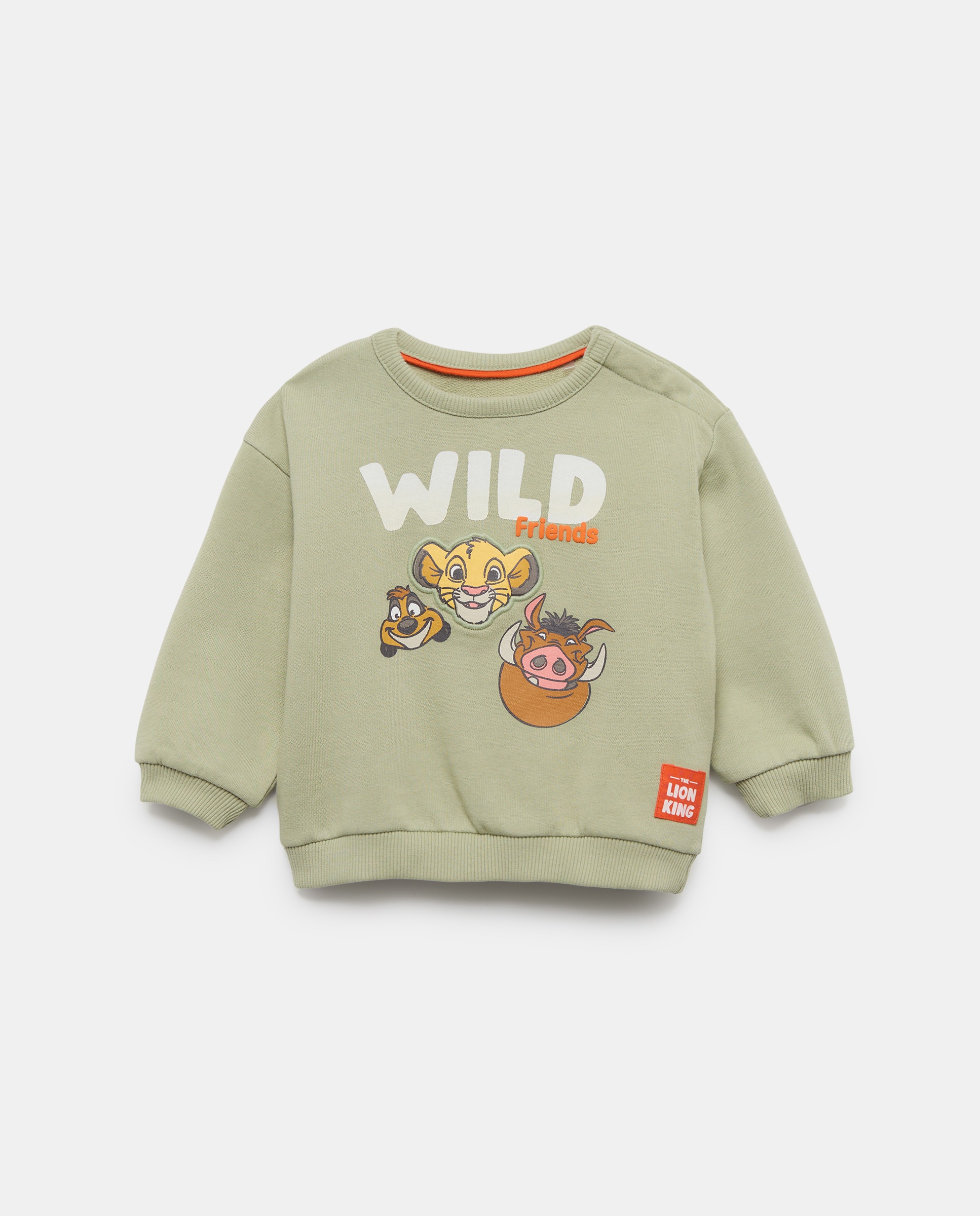 Sweatshirt Fechada de Bebé sem Capuz e com Estampado O Rei Leão Verde-1