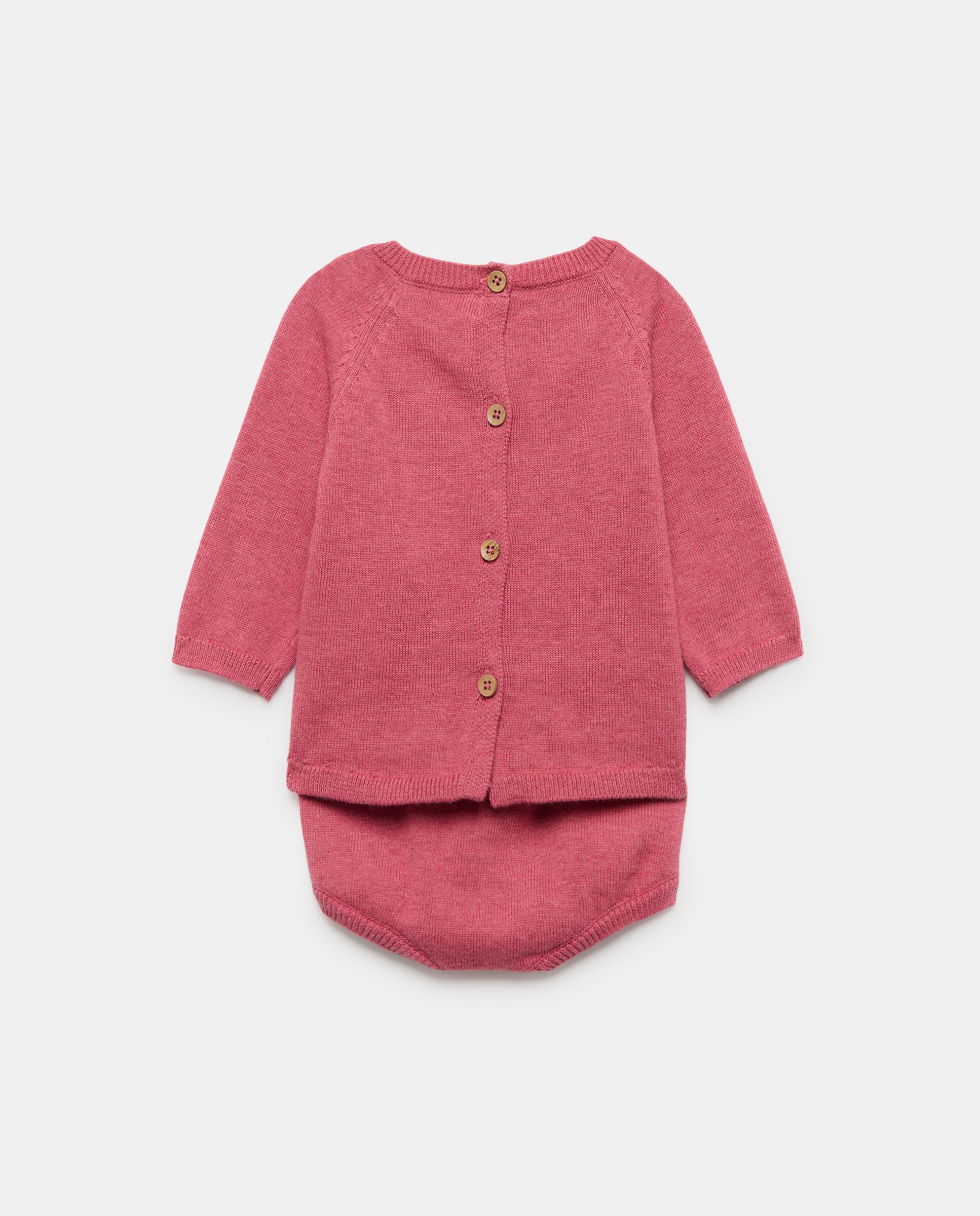 Conjunto de 2 Peças de Tricot de Bebé com Manga Comprida e Calções Baby El Corte Inglés 230 Rosa Escuro-2