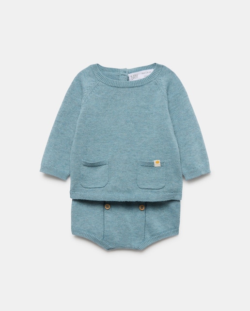 Imagem 0 de Conjunto de 2 Peças de Tricot de Bebé com Manga Comprida e Calções