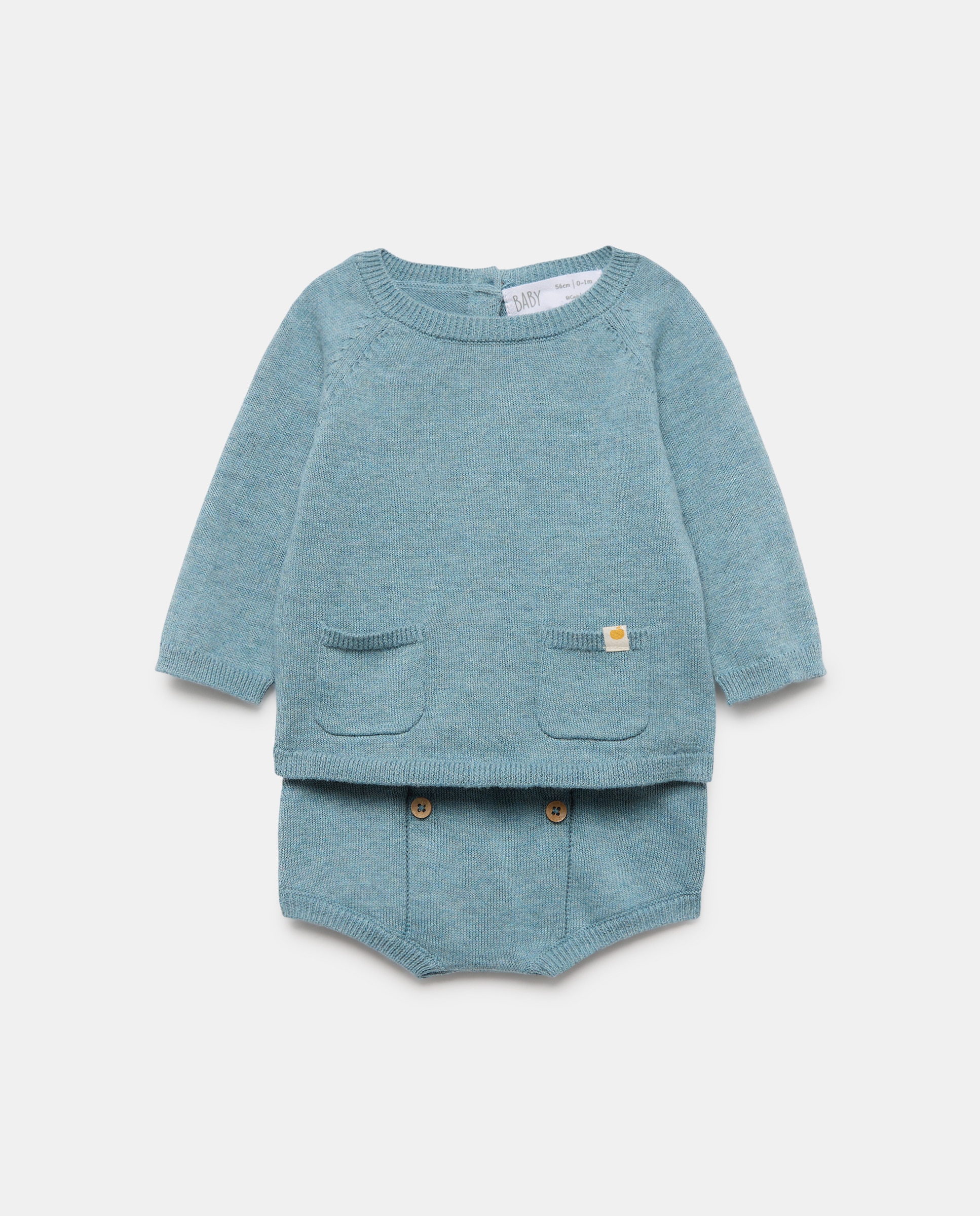 Conjunto de 2 Peças de Tricot de Bebé com Manga Comprida e Calções Baby El Corte Inglés 530 Verde Escuro-1