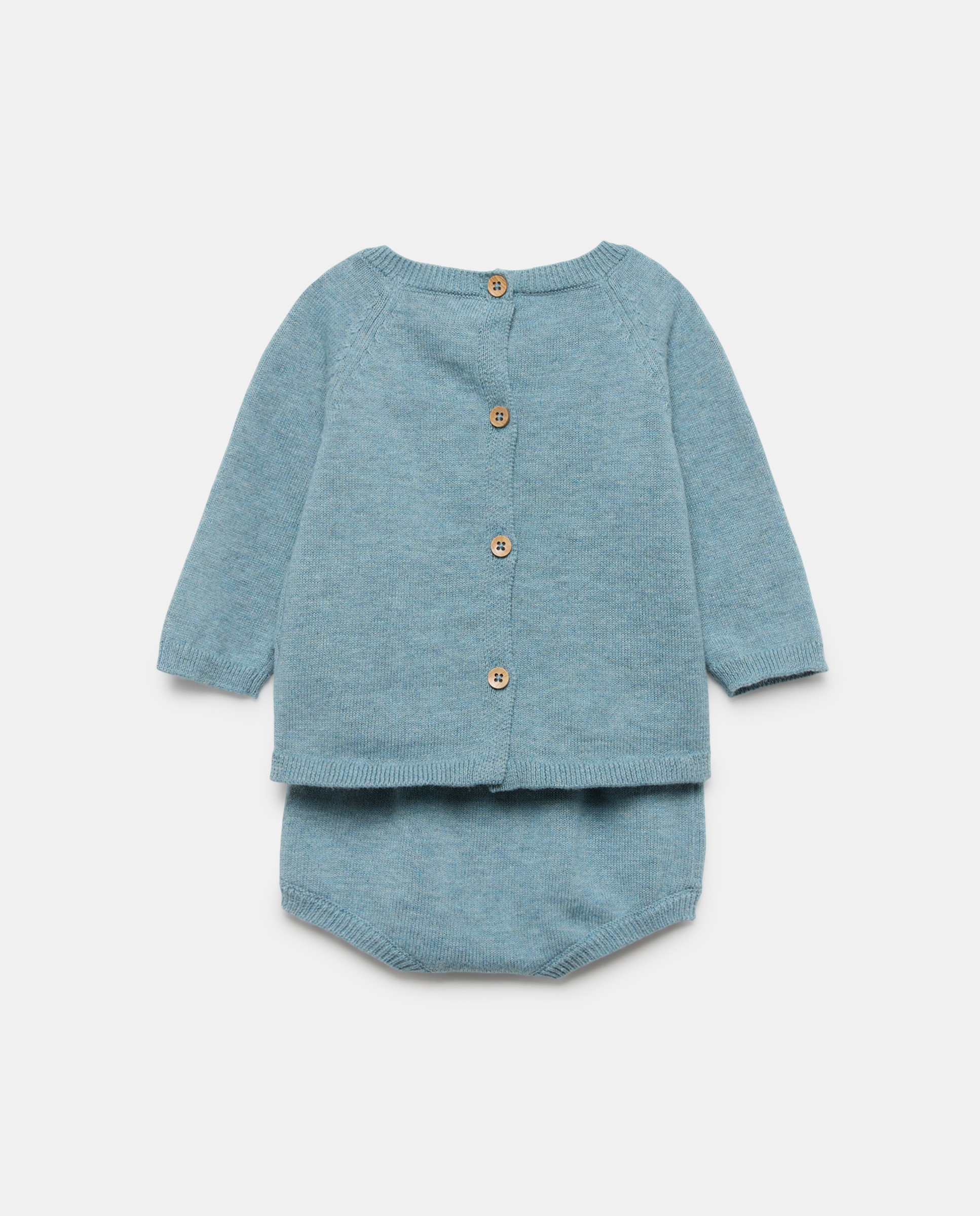 Conjunto de 2 Peças de Tricot de Bebé com Manga Comprida e Calções Baby El Corte Inglés 530 Verde Escuro-2