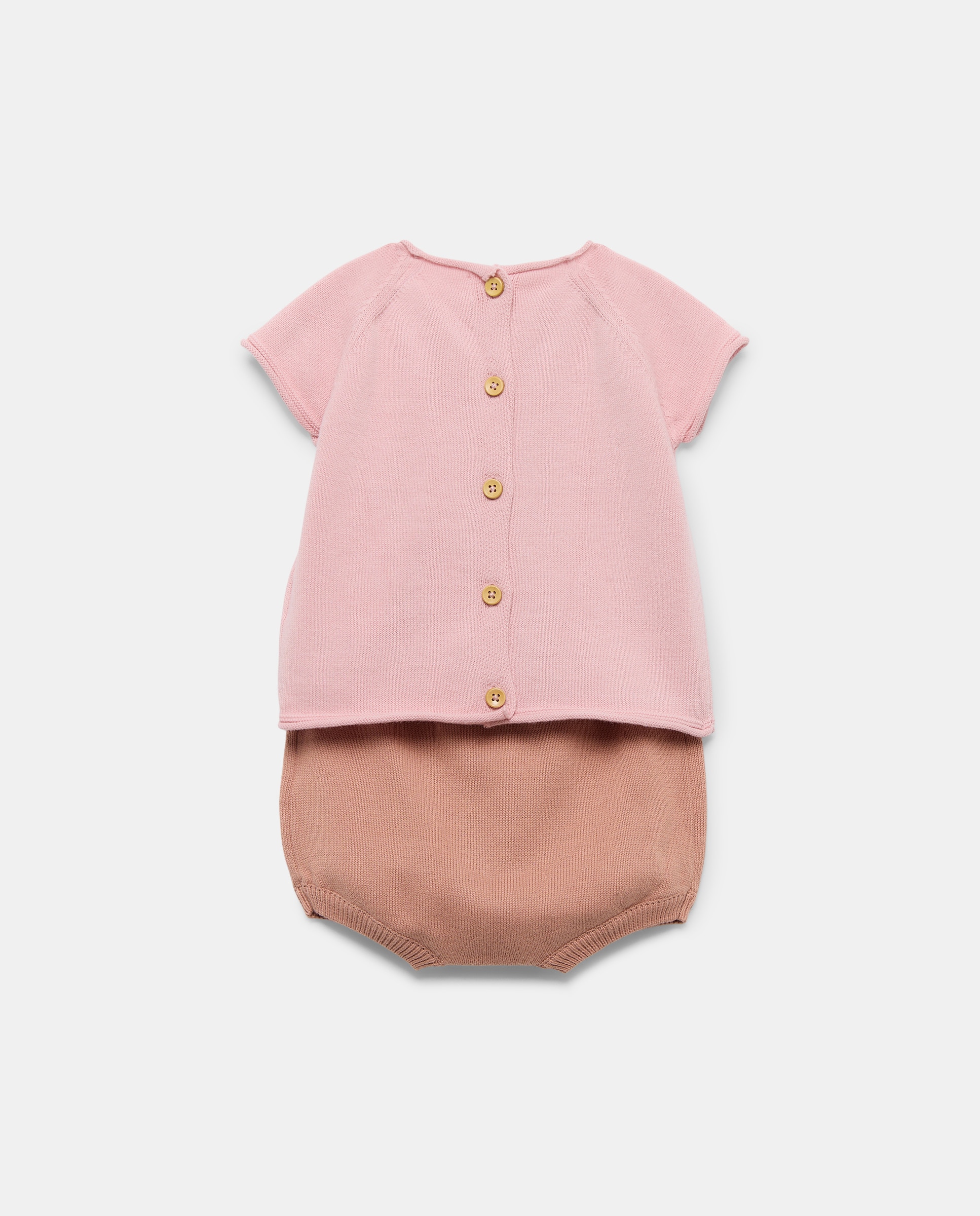 Conjunto de Tricot de Bebé com Manga Curta Baby El Corte Inglés Rosa-2