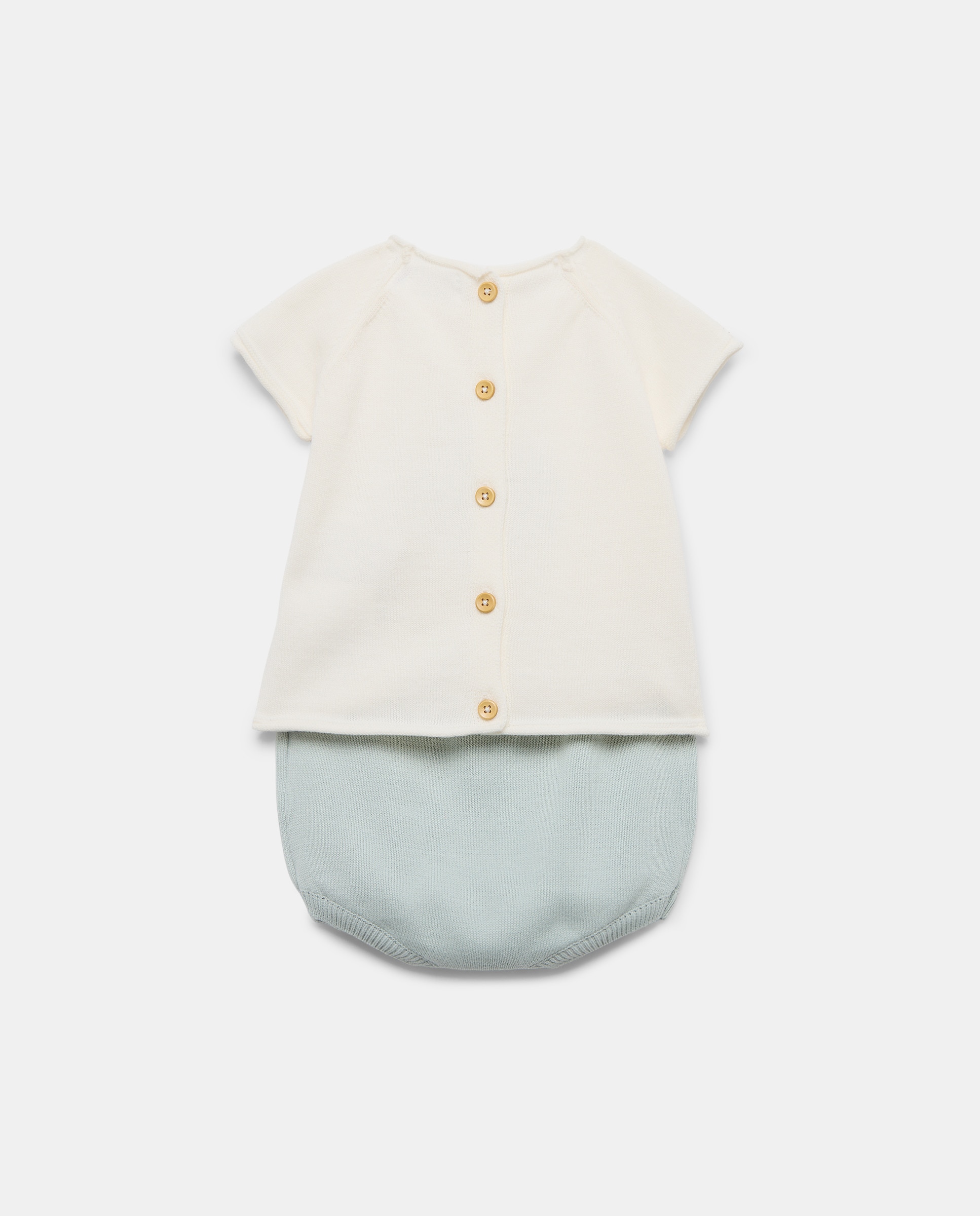 Conjunto de Tricot de Bebé com Manga Curta Verde-2