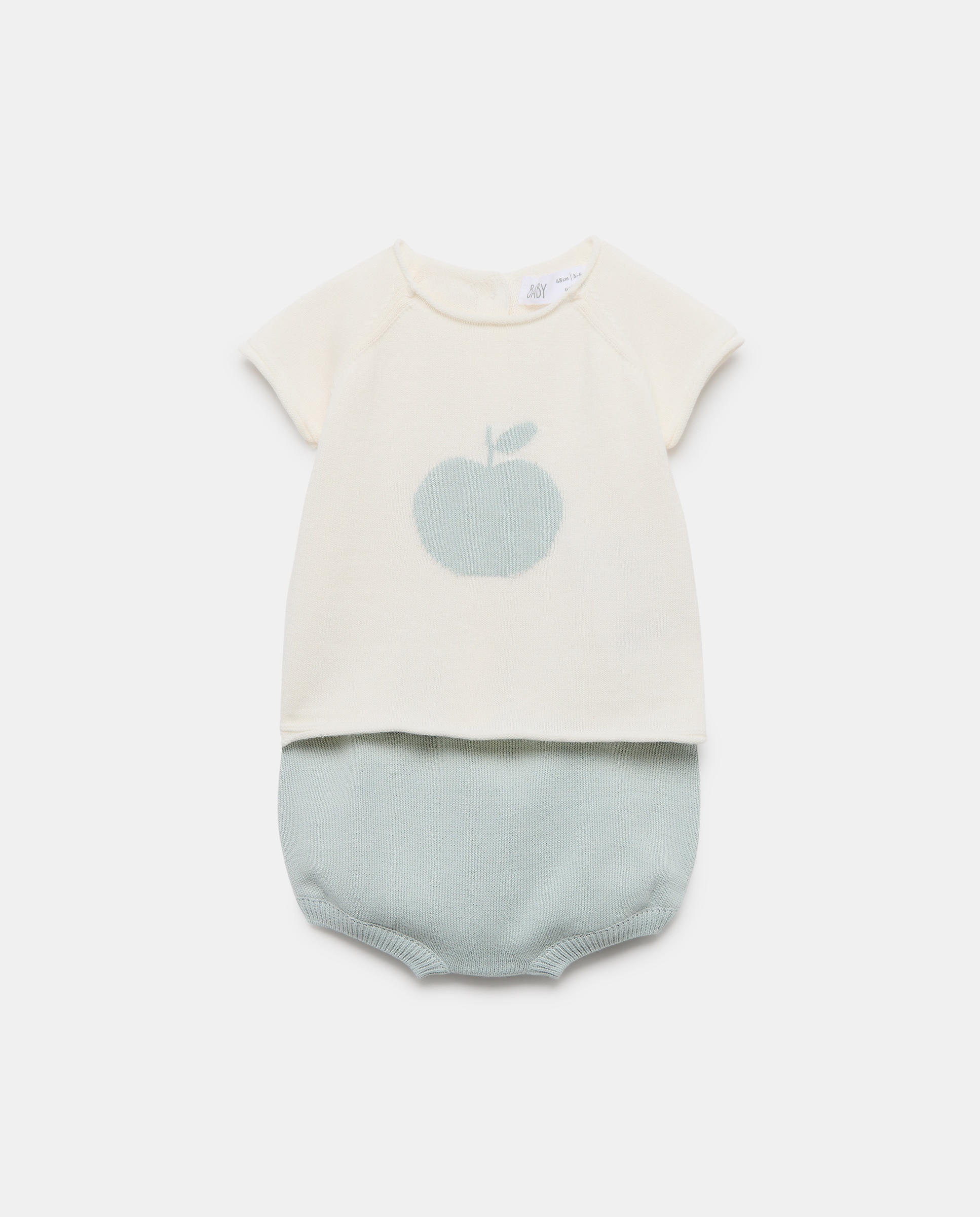 Conjunto de Tricot de Bebé com Manga Curta Verde-1