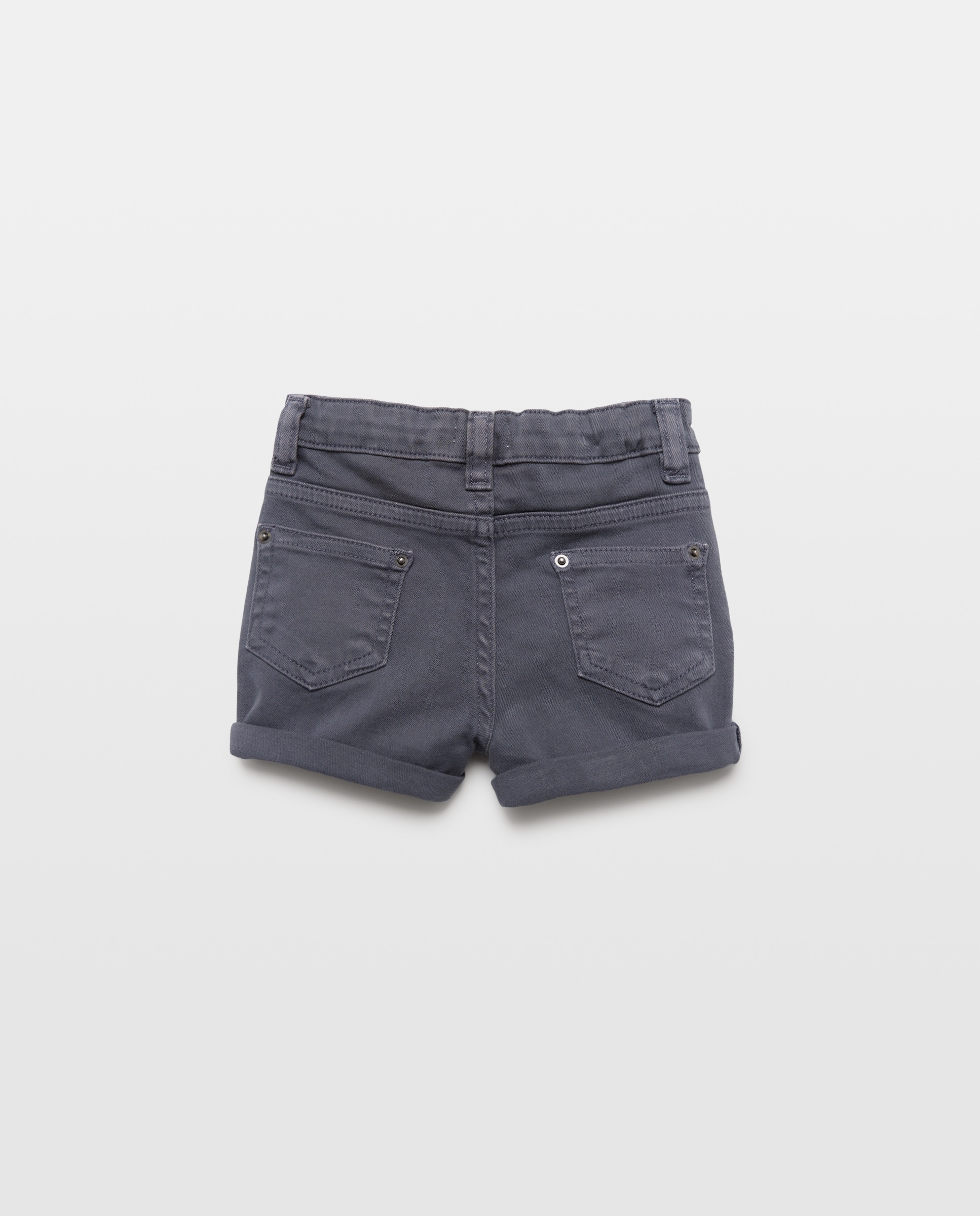 Bermuda de bebé denim color 5 bolsillos efecto lava Azul marino-2