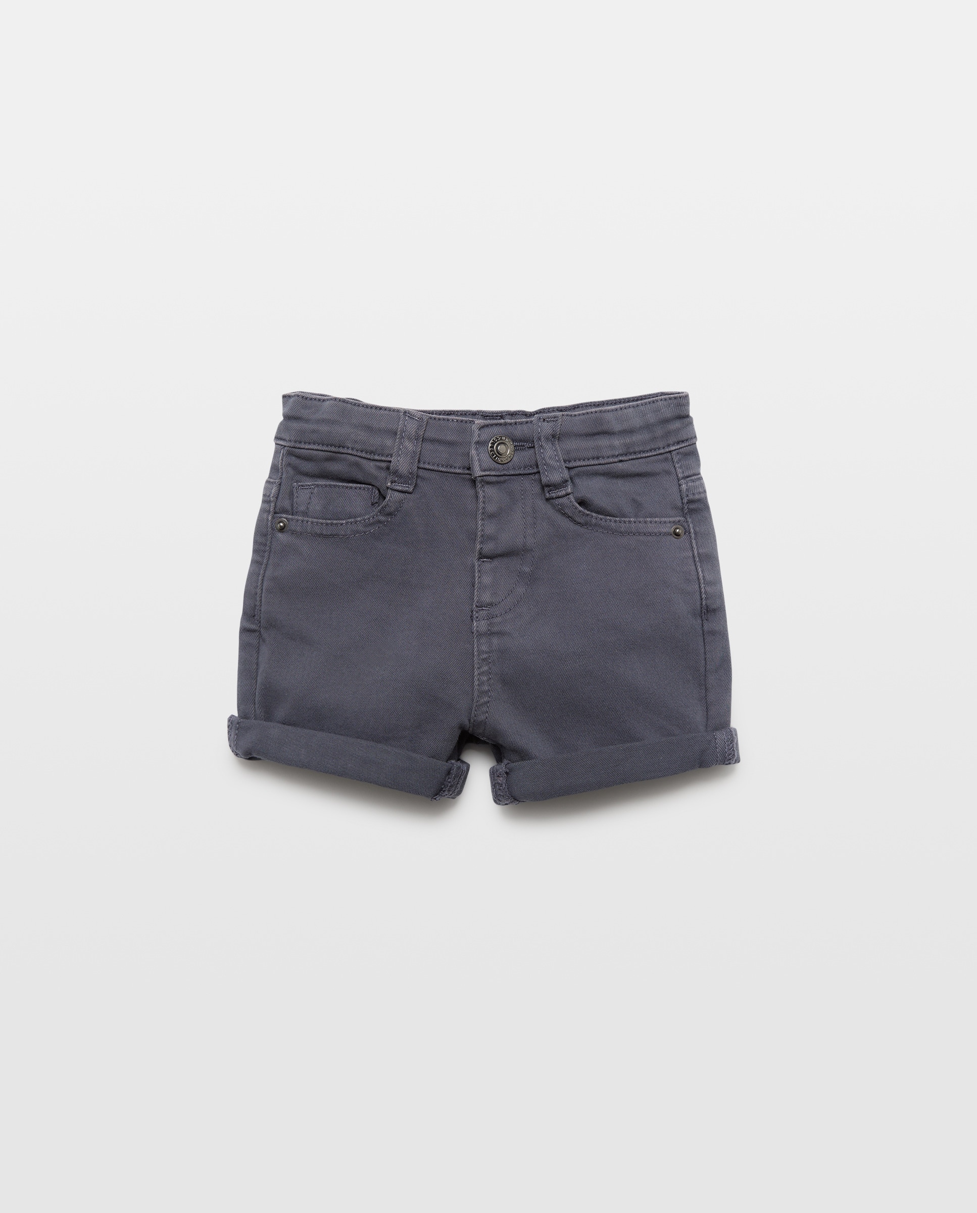 Bermuda de bebé denim color 5 bolsillos efecto lava Azul marino-1