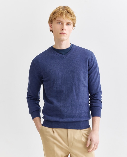 Imagem 0 de Camisola de malha com decote em bico