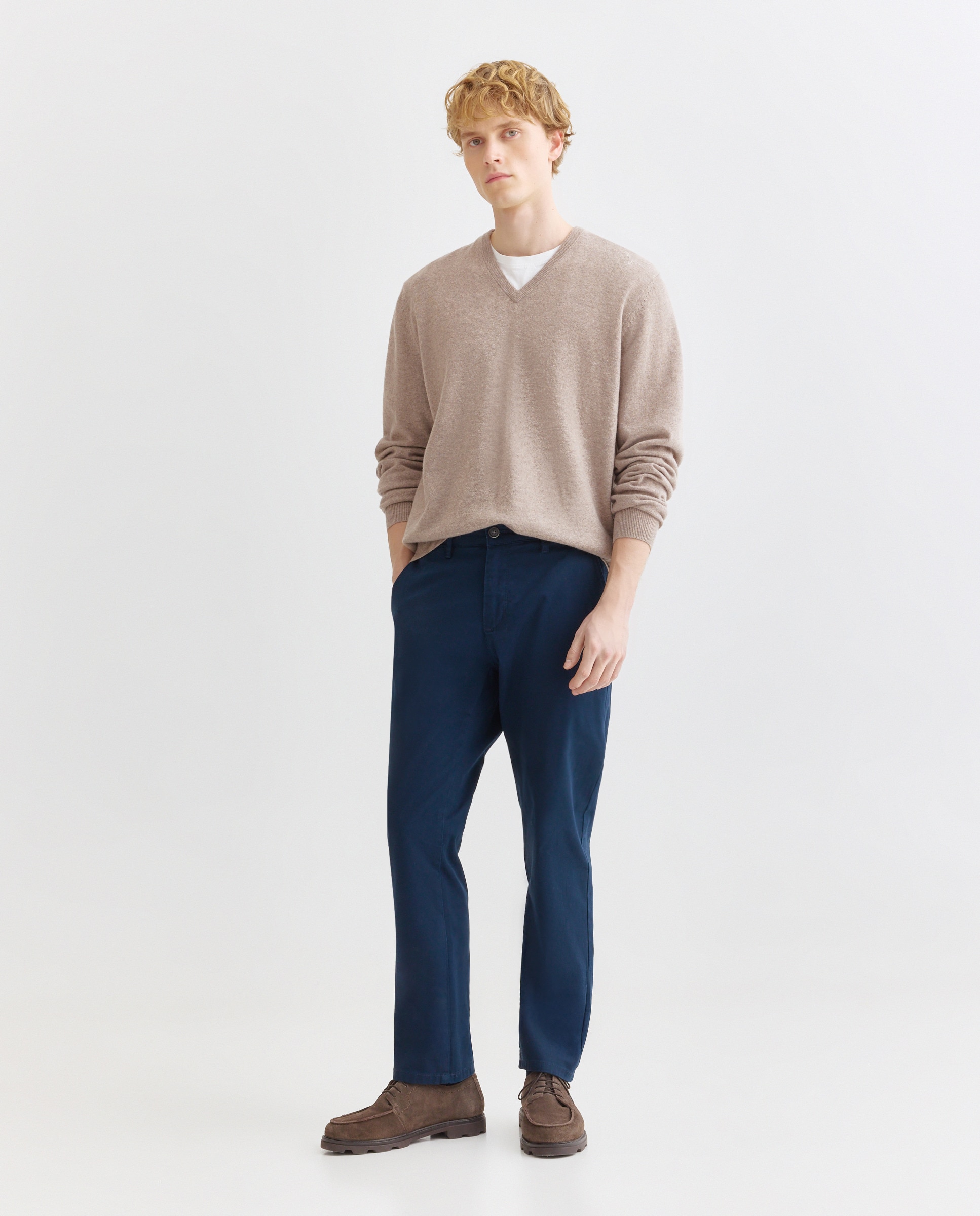 Jersey de lana 100% de hombre con cuello pico - Alan Paine - Topo Topo-2