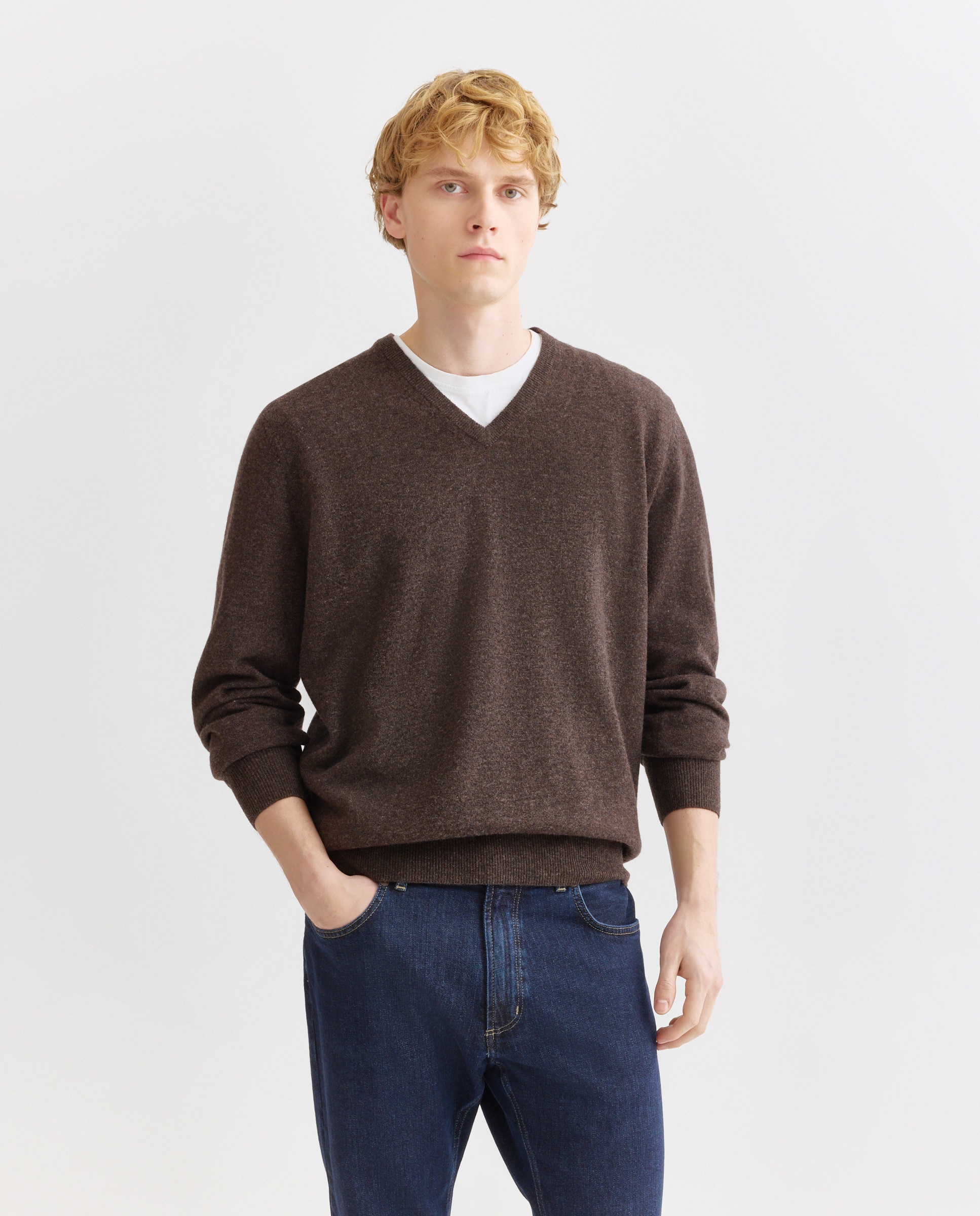 Imagem 0 de Camisola de Malha 100% Lã com Gola em Bico