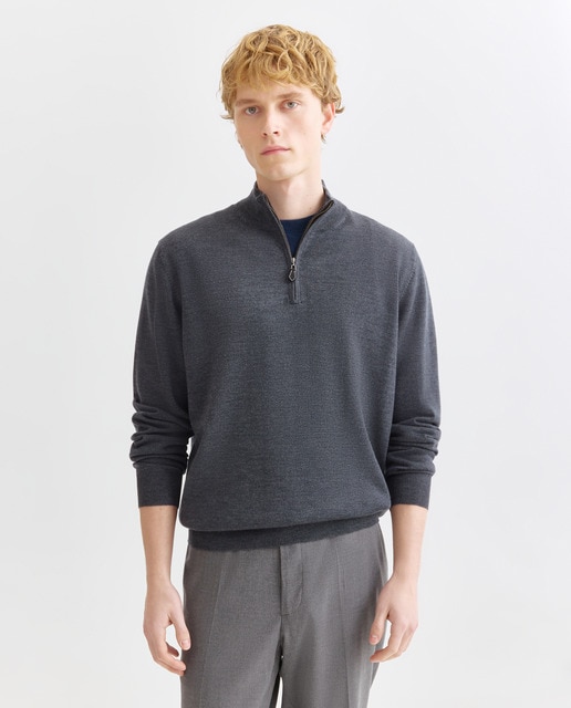 Imagem 0 de Camisola de Malha 100% Merino com Meio Fecho de Correr