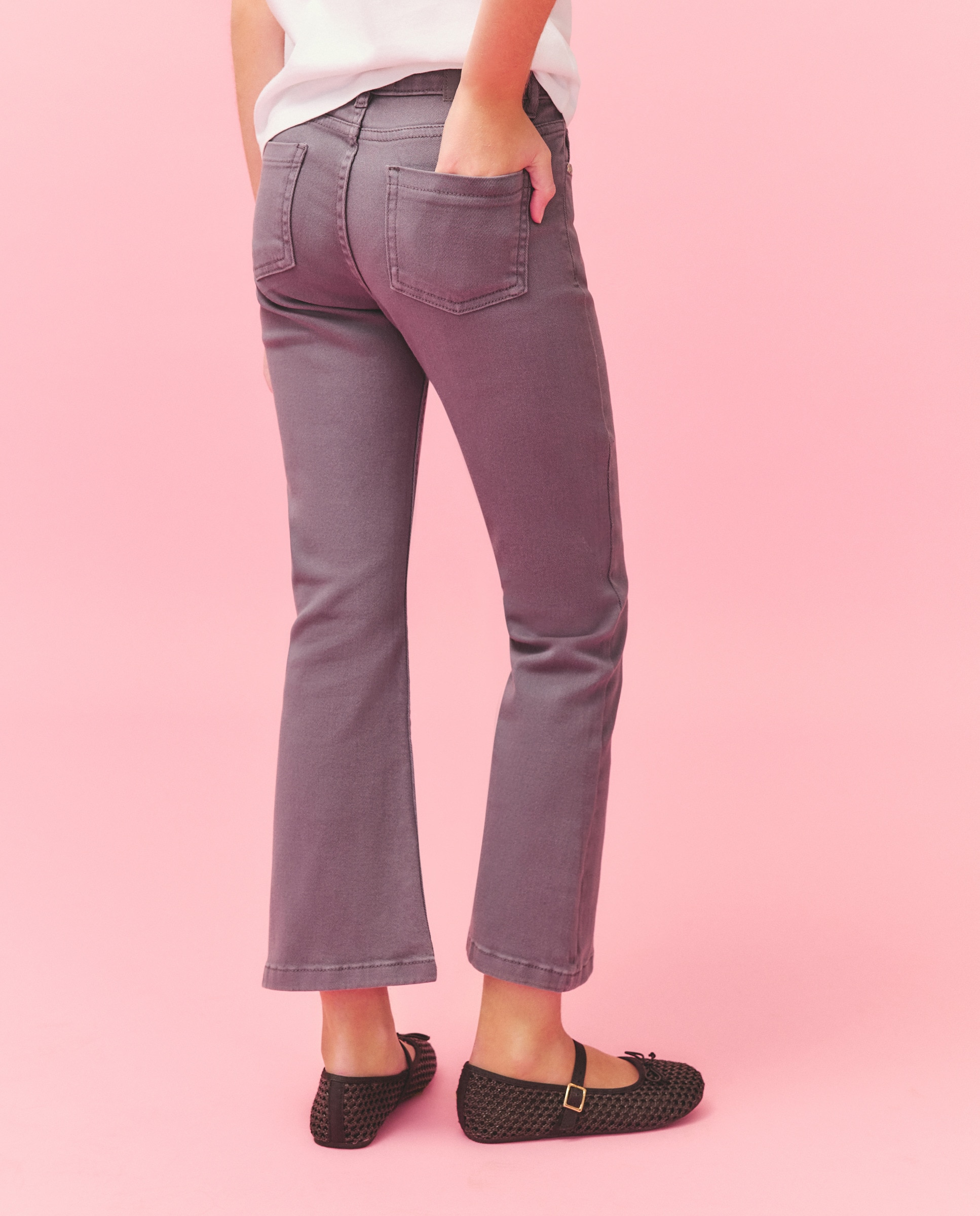 Jeans Flare com Tachas nos Bolsos da Frente Kids El Corte Inglés Chumbo-3