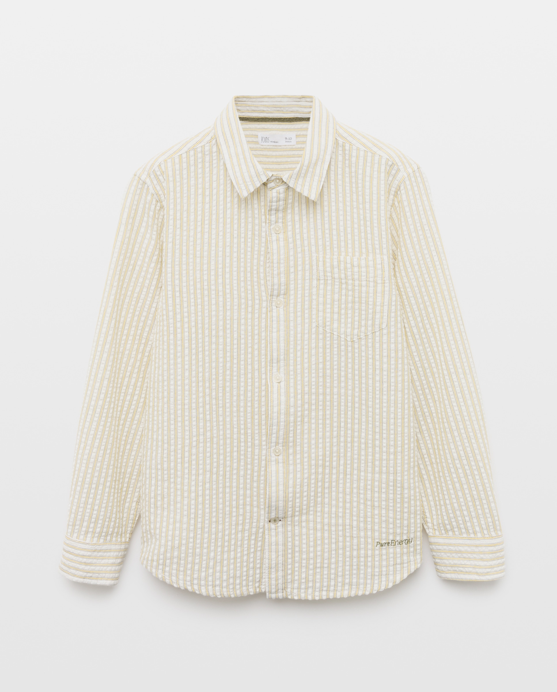 Camisa de Manga Comprida com Risca de Seersucker Verde-5