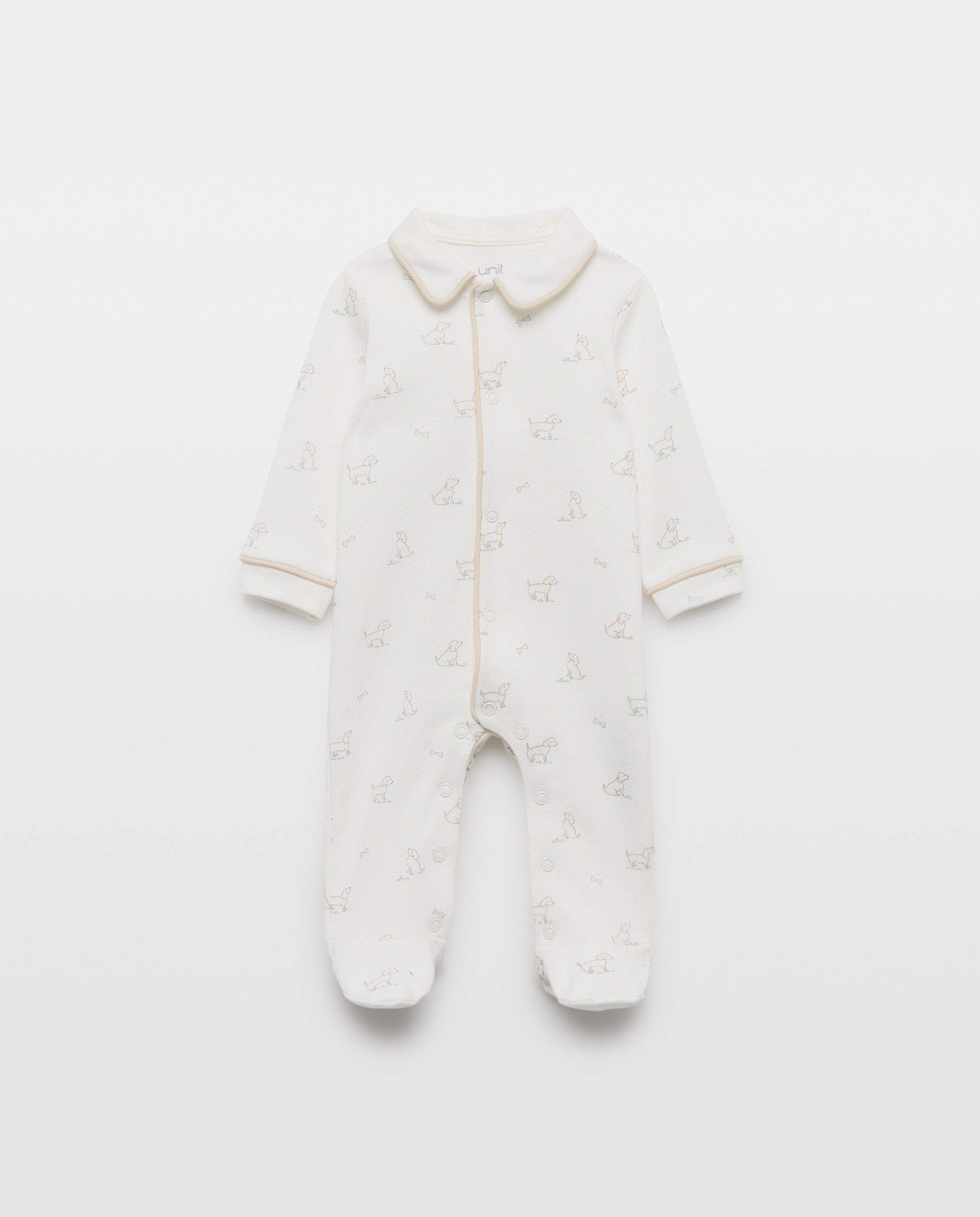 Pijama de bebé largo con cuello Blanco roto-1