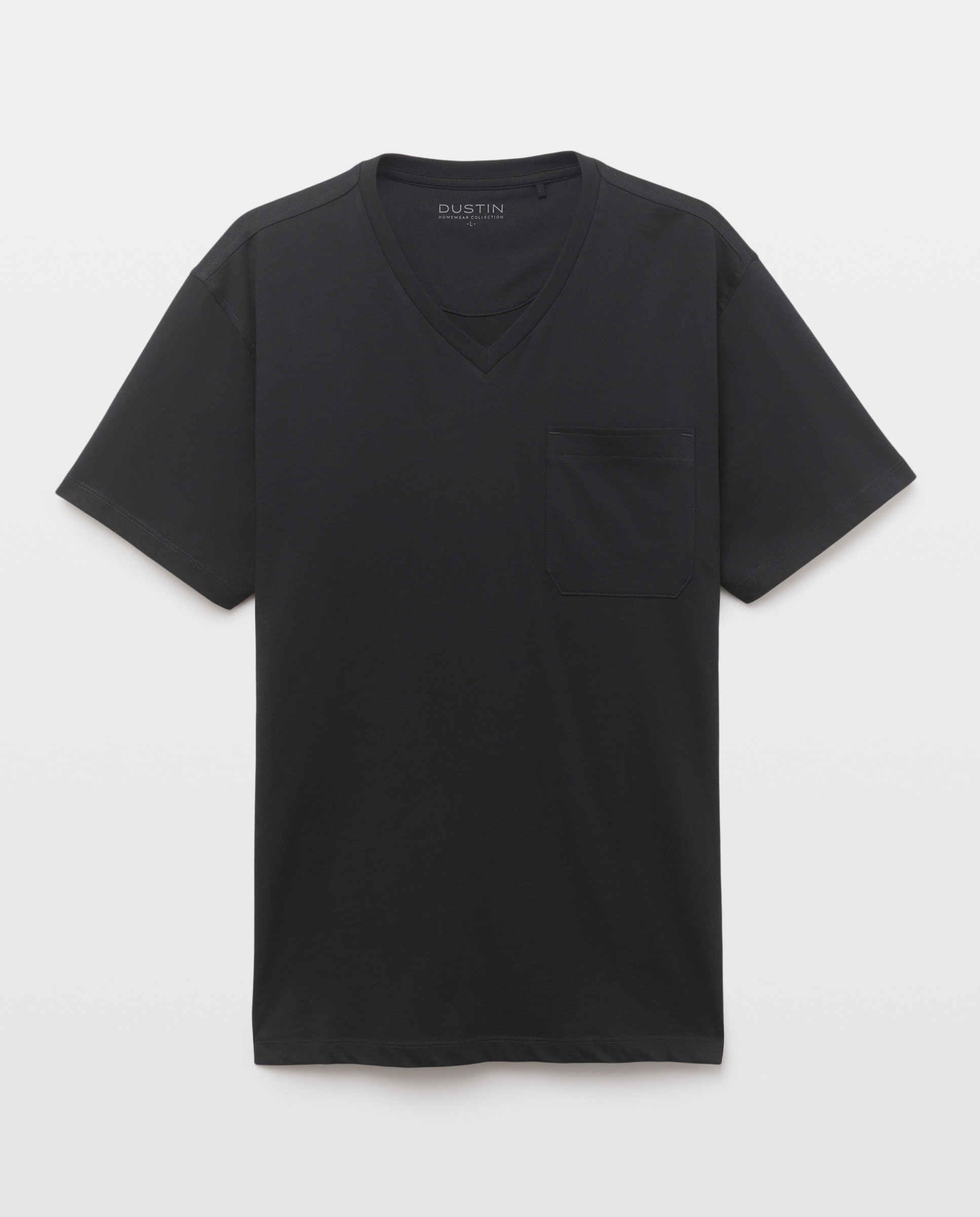 T-shirt de Pijama com Gola em Bico e Manga Curta Preto-4