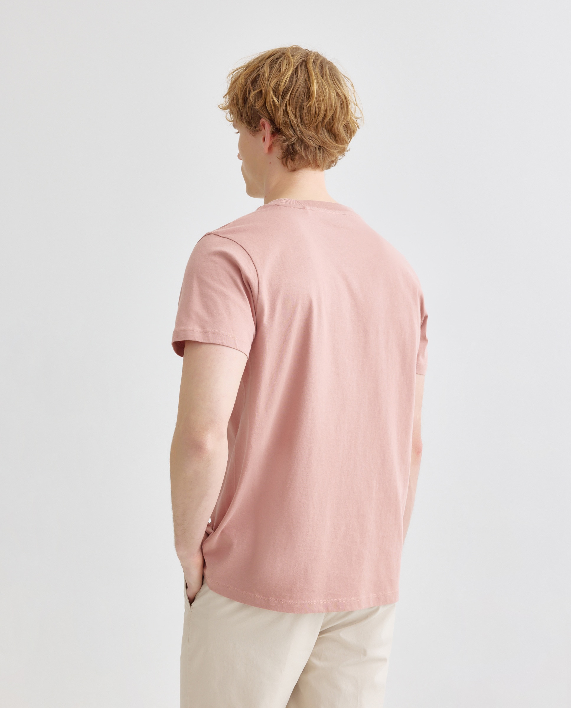 Camiseta de hombre manga corta cuello caja lisa 200 Rosa-3