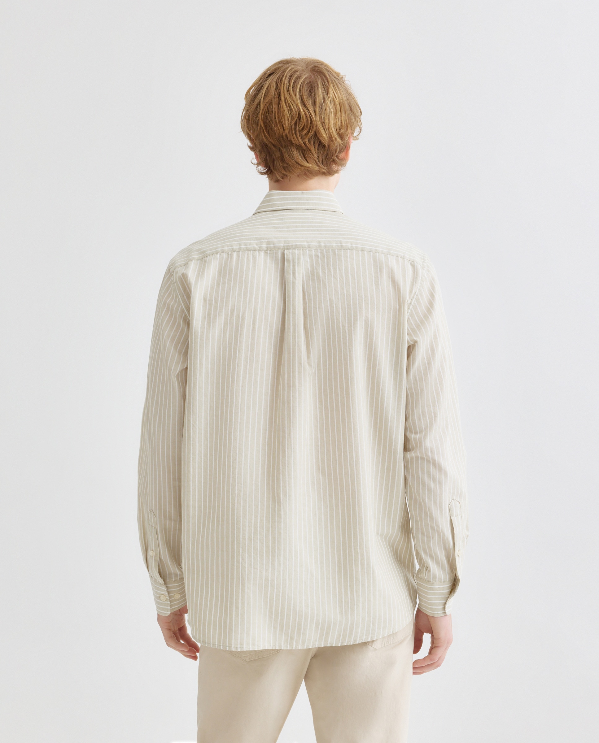 Camisa sport hombre chambray con rayas 520 Kaki-3