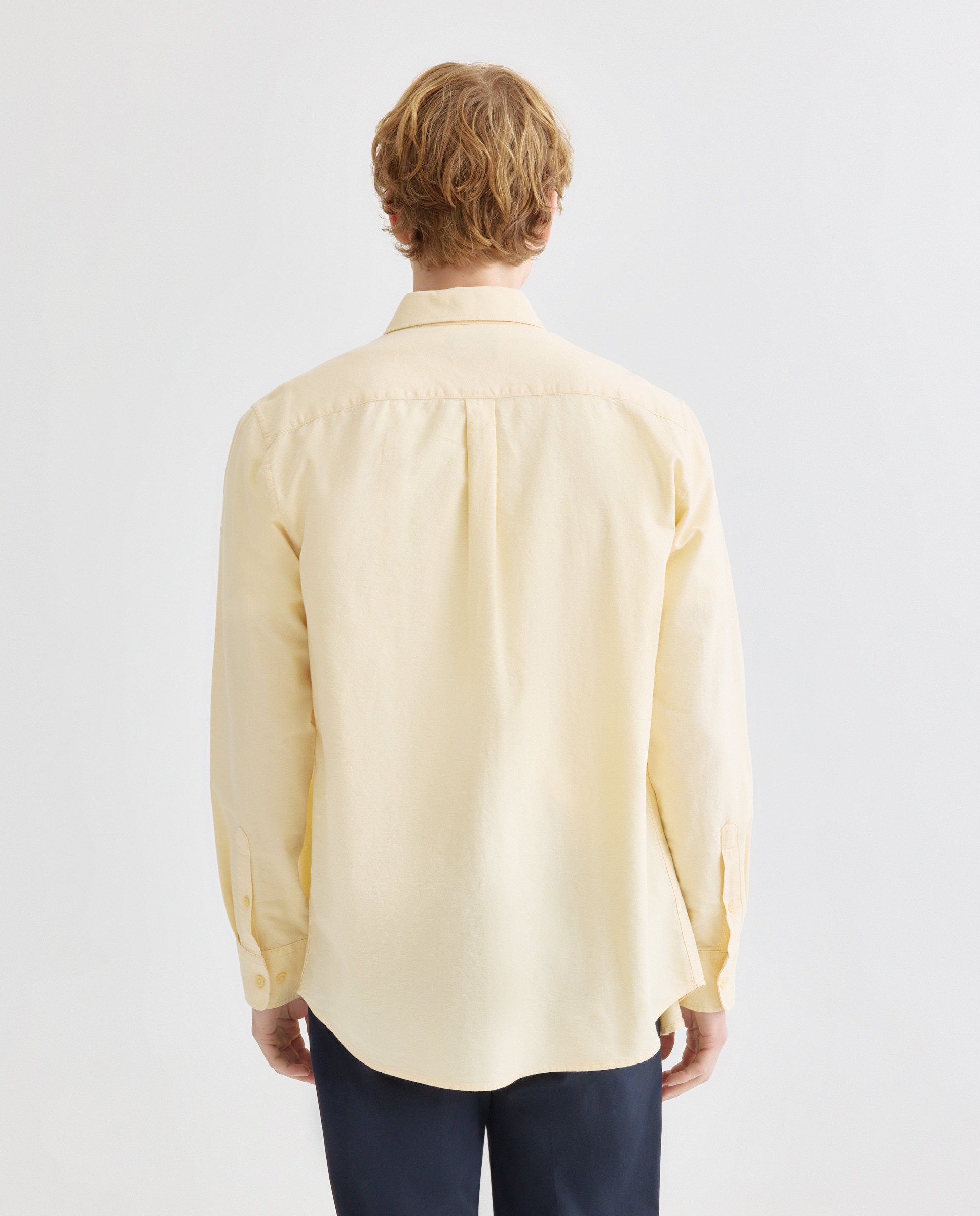Camisa sport hombre oxford ligera lavada lisa 310 Amarillo claro-3