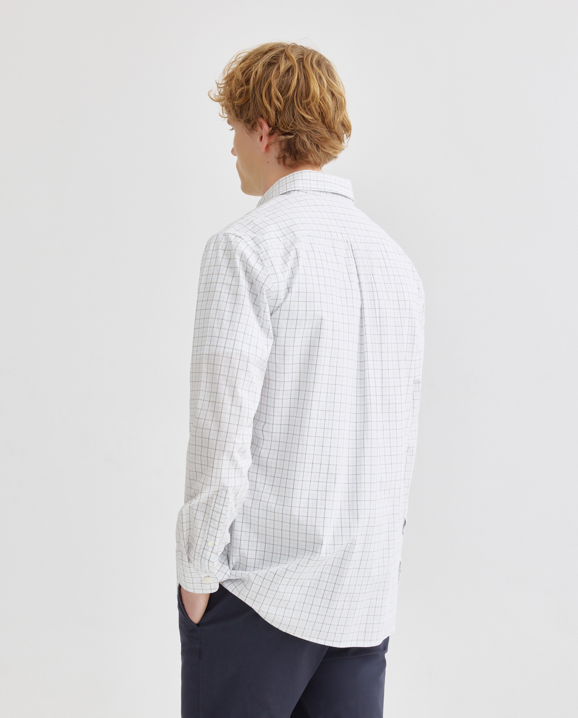 Camisa sport hombre popelin cuadros 440 Azulón-3