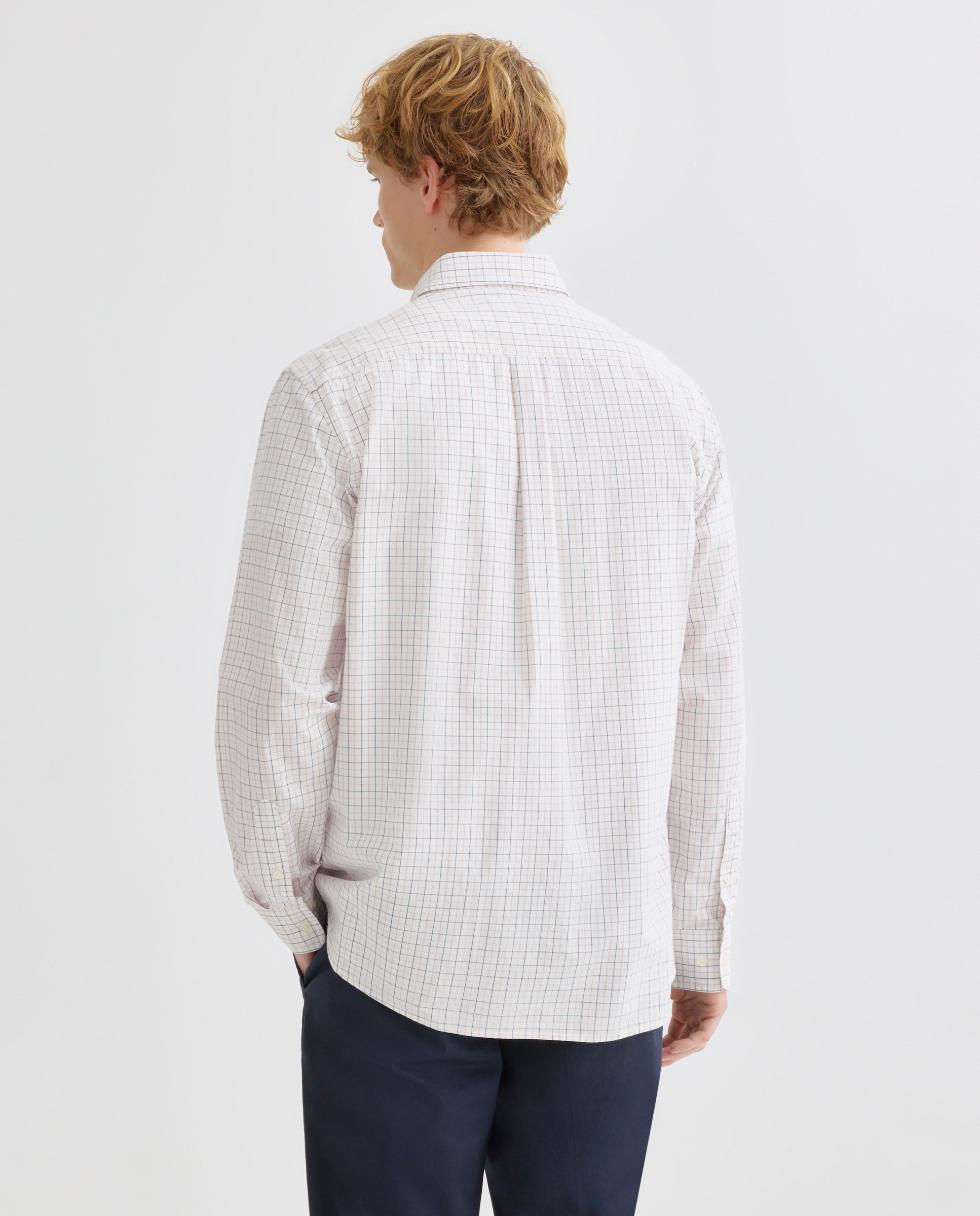Camisa sport hombre popelin cuadros 220 Rosa palo-3