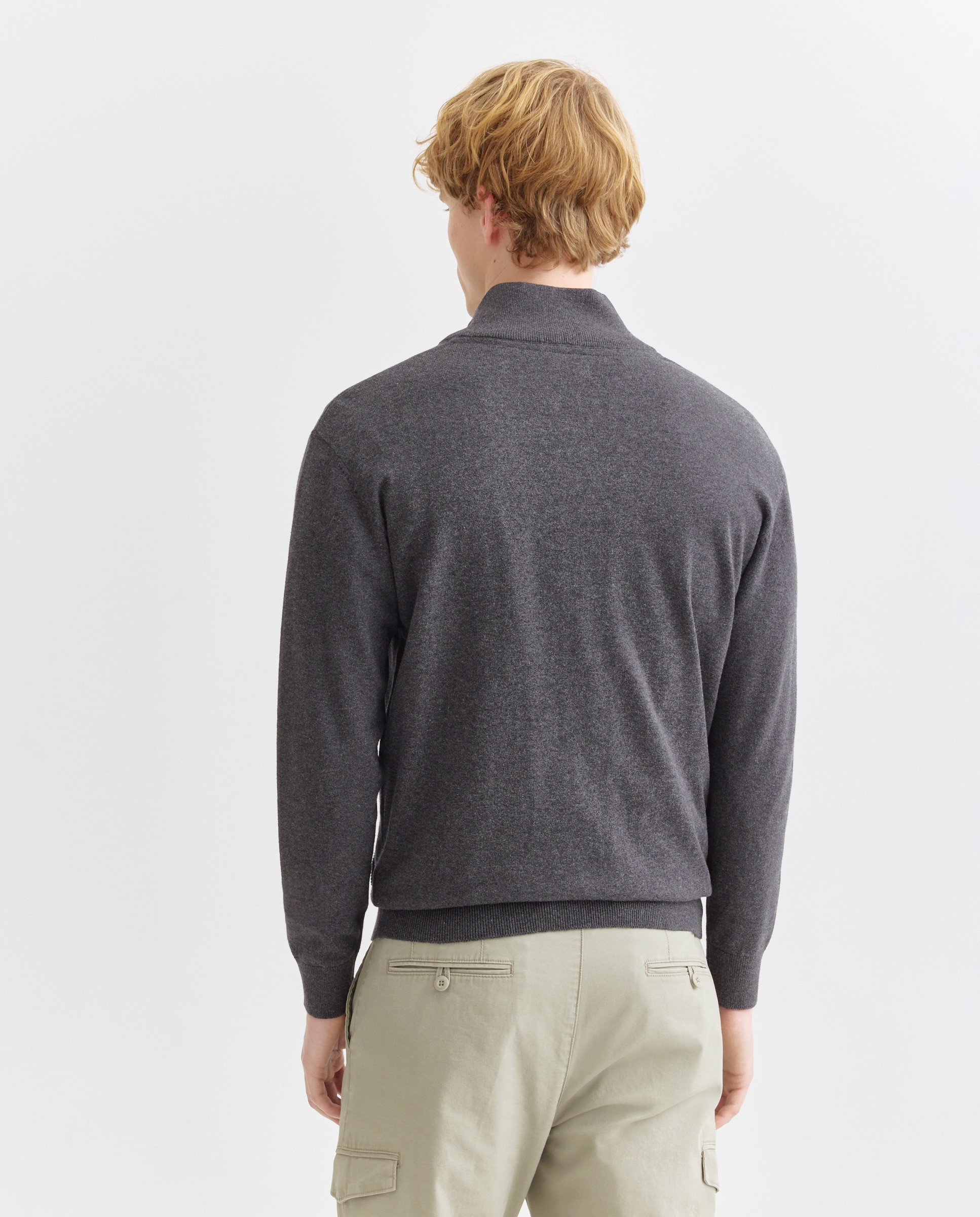 Chaqueta de hombre cremallera lisa algodón 100% 820 Gris medio-3