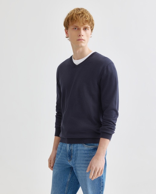 Imagen 0 de Jersey de hombre cuello pico liso algodón 100%