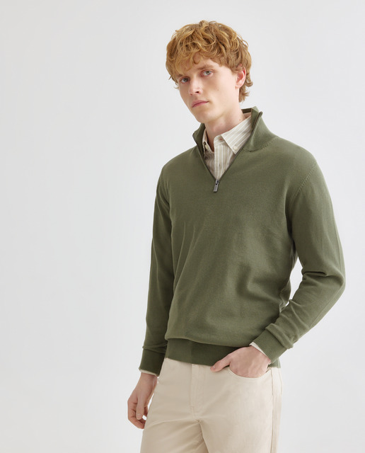 Imagen 0 de Jersey de hombre media cremallera liso algodón 100%