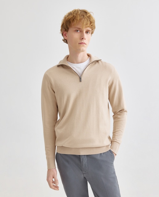 Imagen 0 de Jersey de hombre media cremallera liso algodón 100%