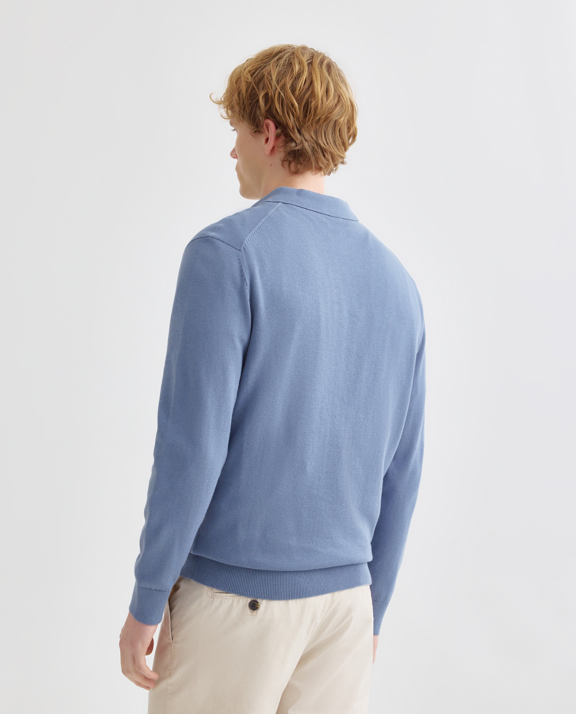 Jersey de hombre cuello polo liso algodón 100% 400 Azul-4