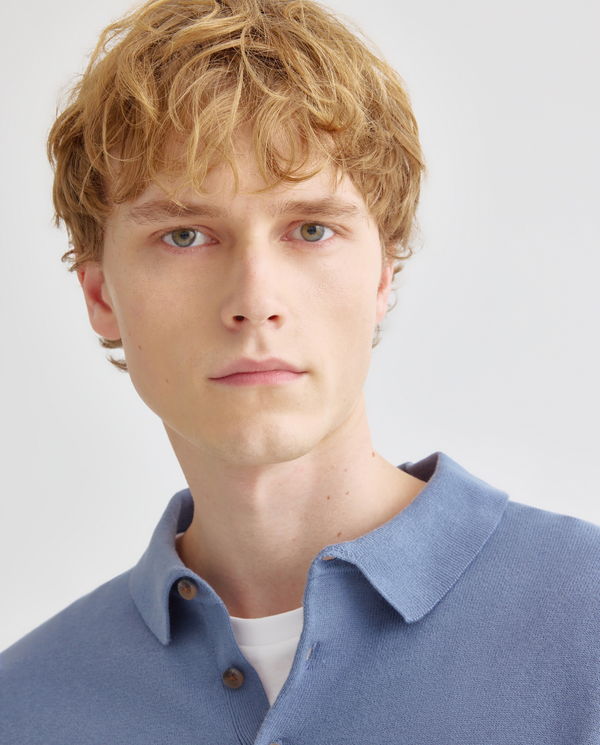 Jersey de hombre cuello polo liso algodón 100% 400 Azul-3
