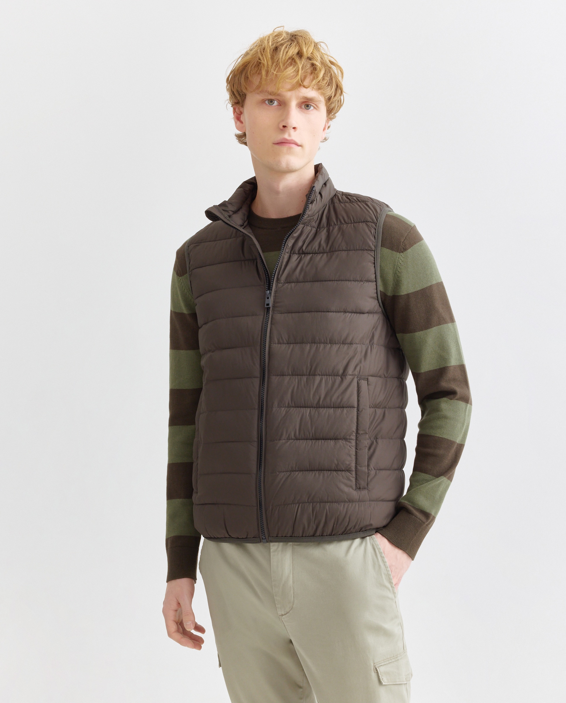 Jersey de hombre cuello caja rayas algodón 100% Verde-1