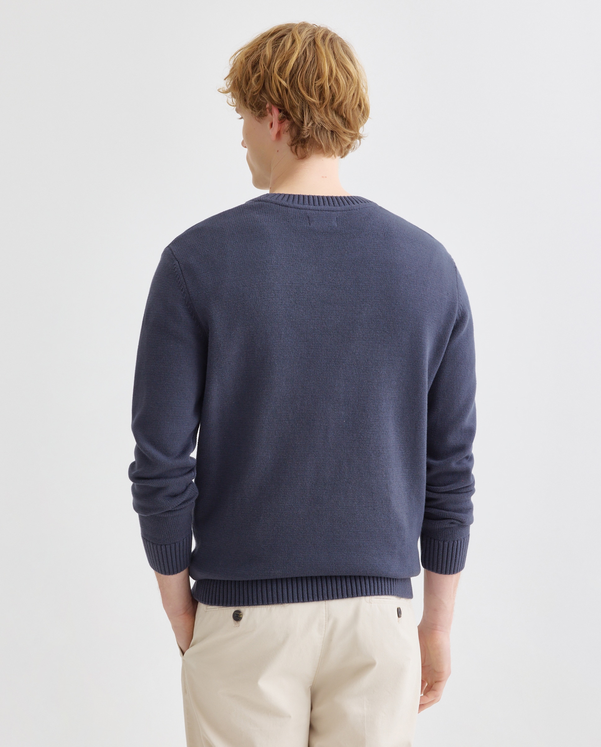 Jersey de hombre cuello caja liso 7g algodón 100% 471 Índigo-3